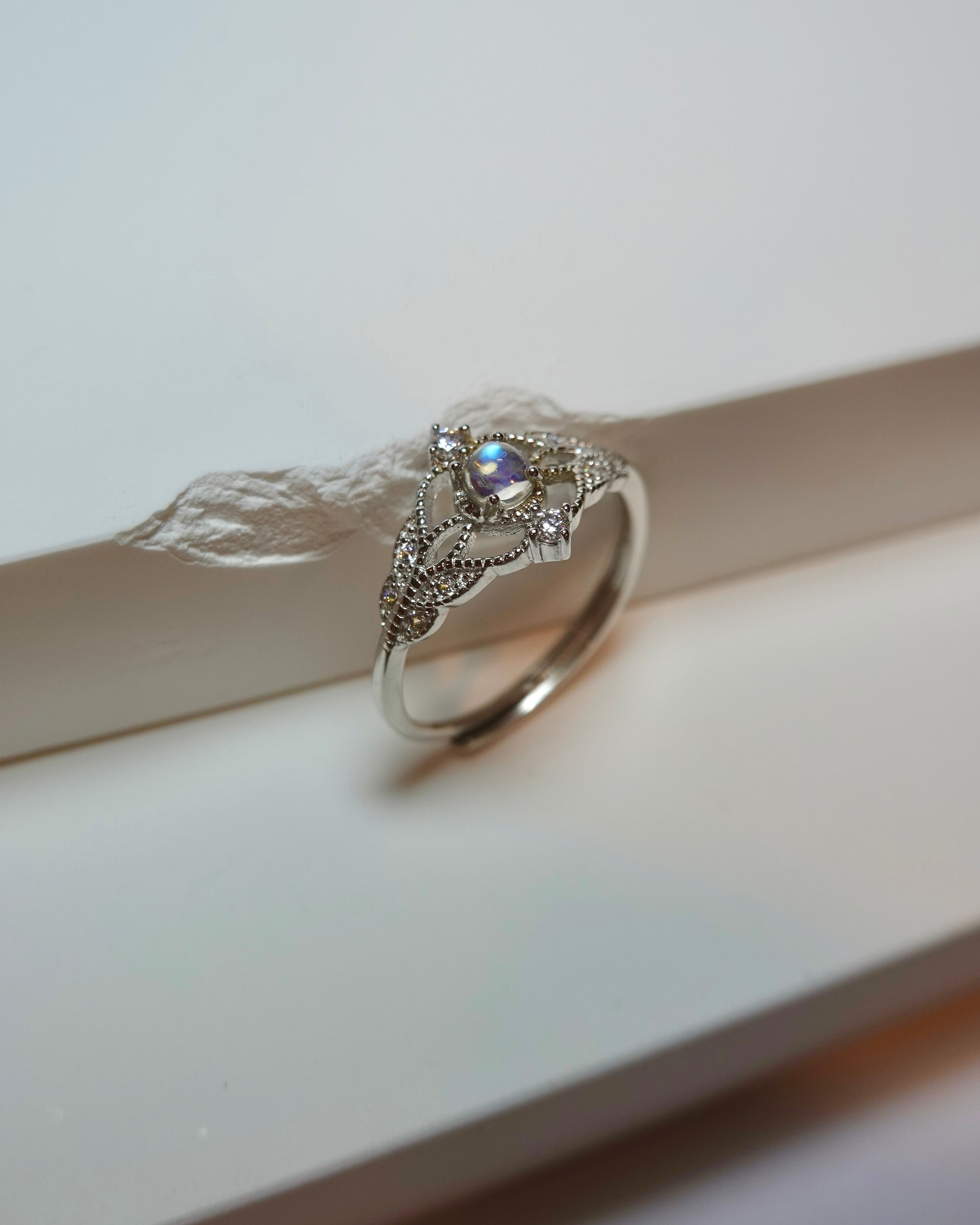 Moonstone Filigree Halo Ring