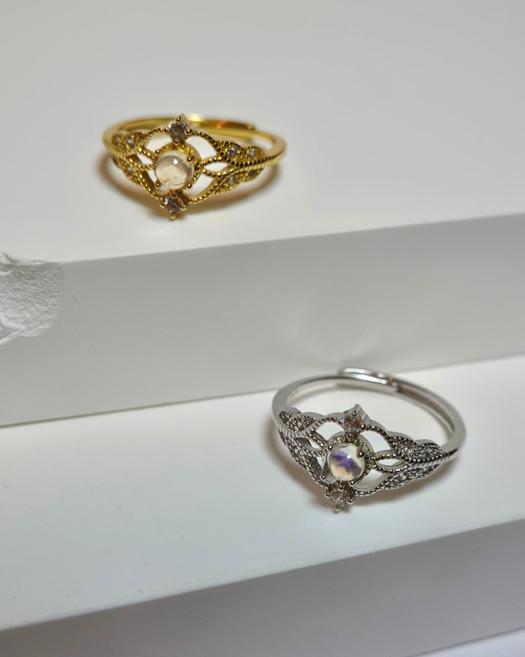 Moonstone Filigree Halo Ring