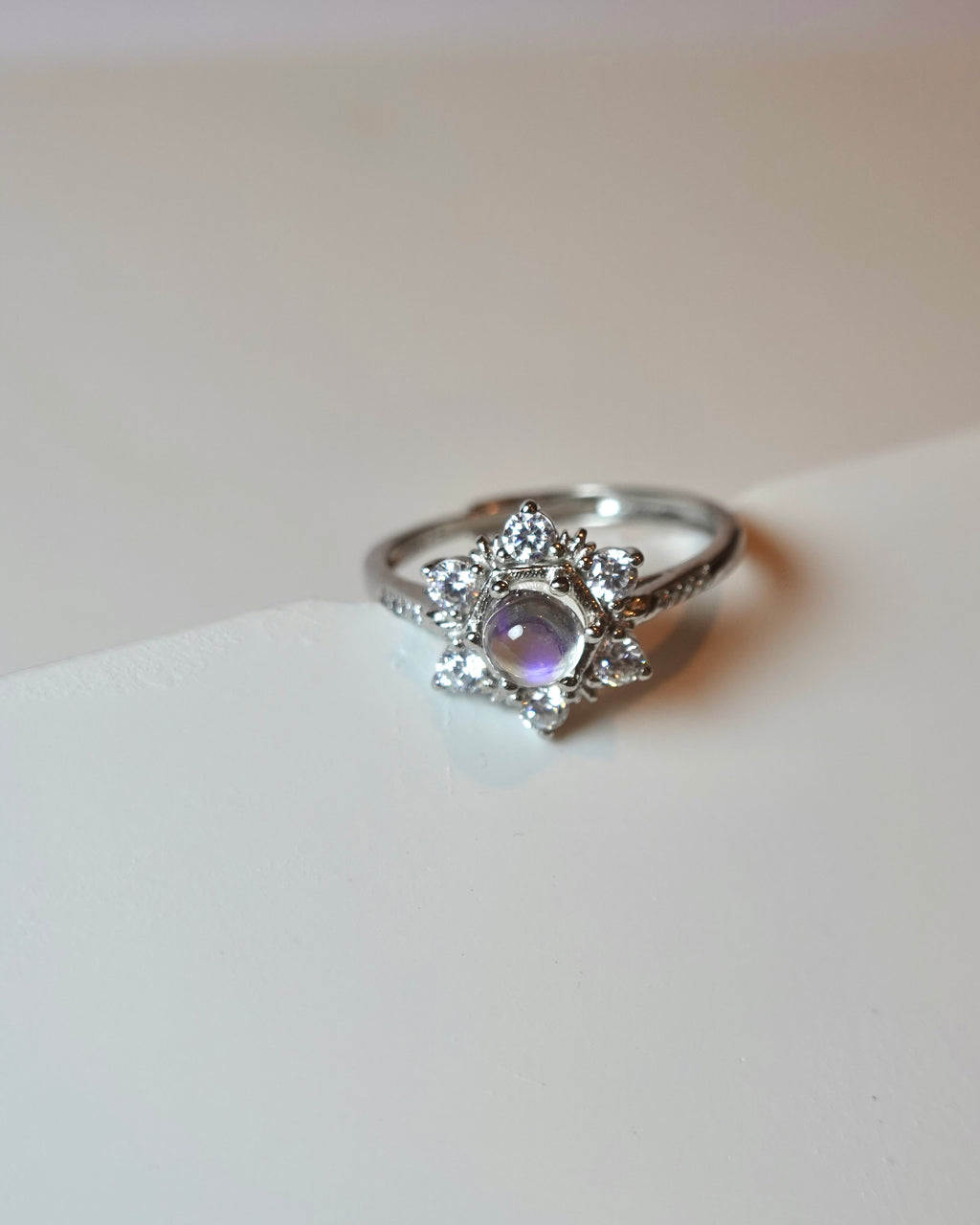 Moonstone Snowflake Sparkle Ring