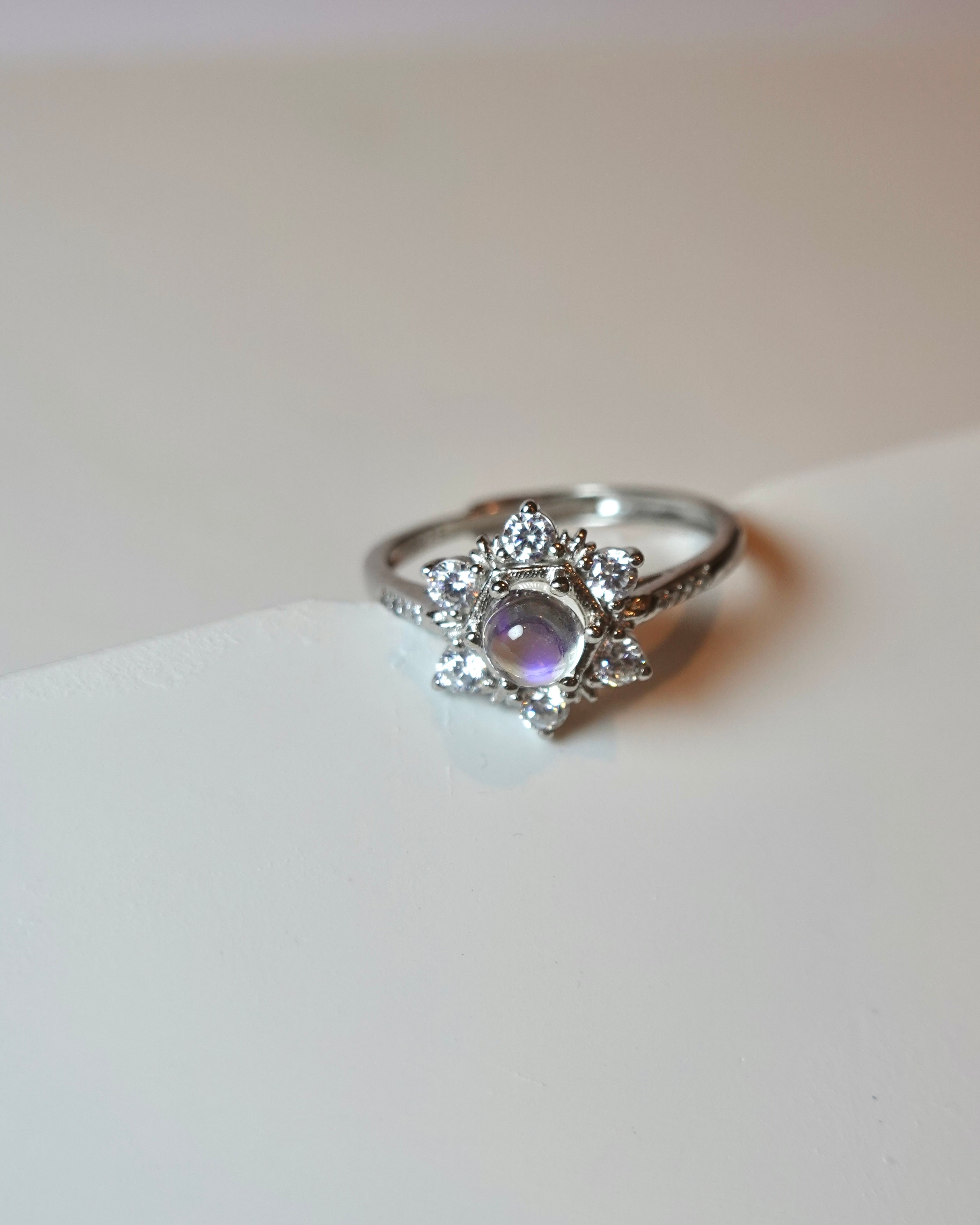 Moonstone Snowflake Sparkle Ring