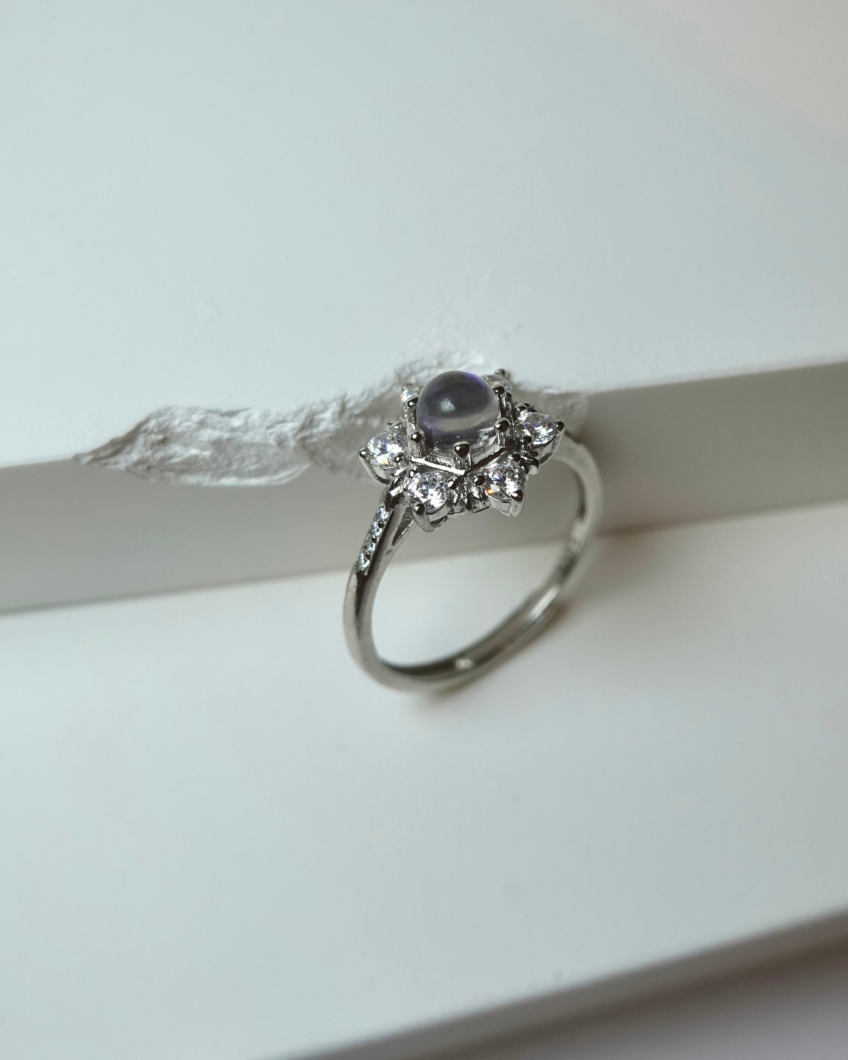 Moonstone Snowflake Sparkle Ring