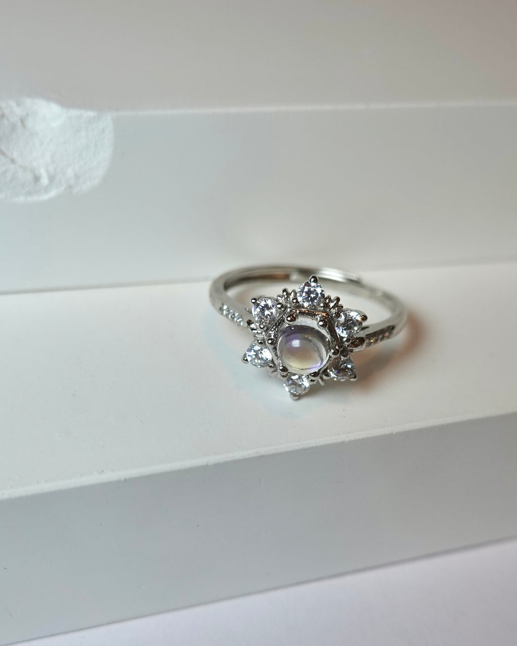Moonstone Snowflake Sparkle Ring