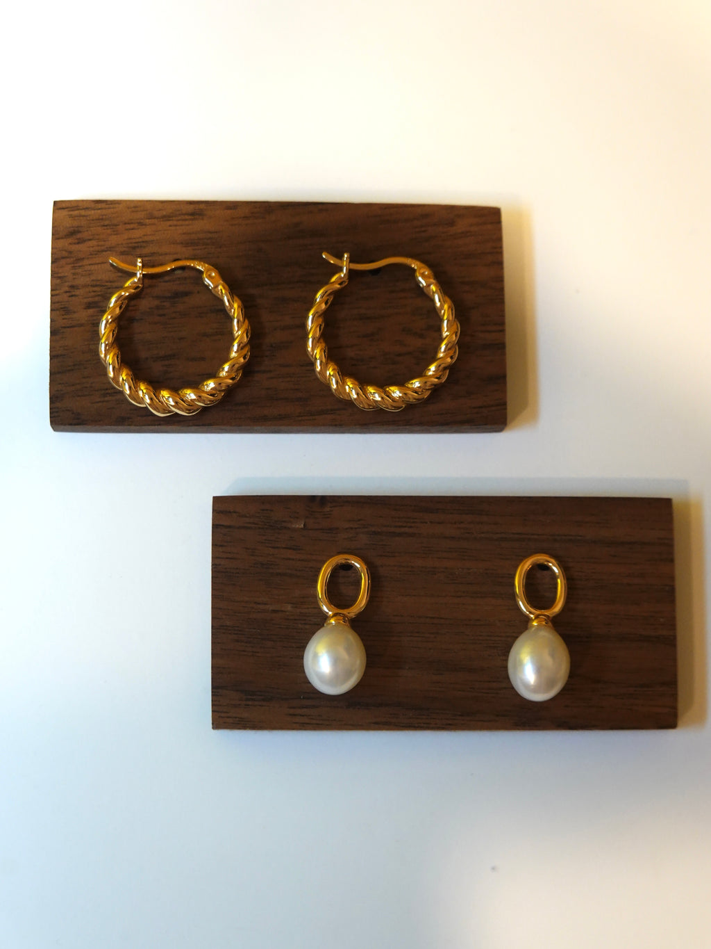 Twisted Hoop Pearl Earrings