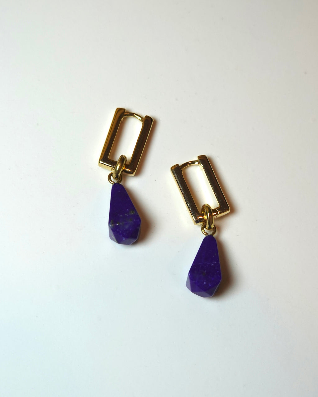 Natural Lapis Hoop Earrings