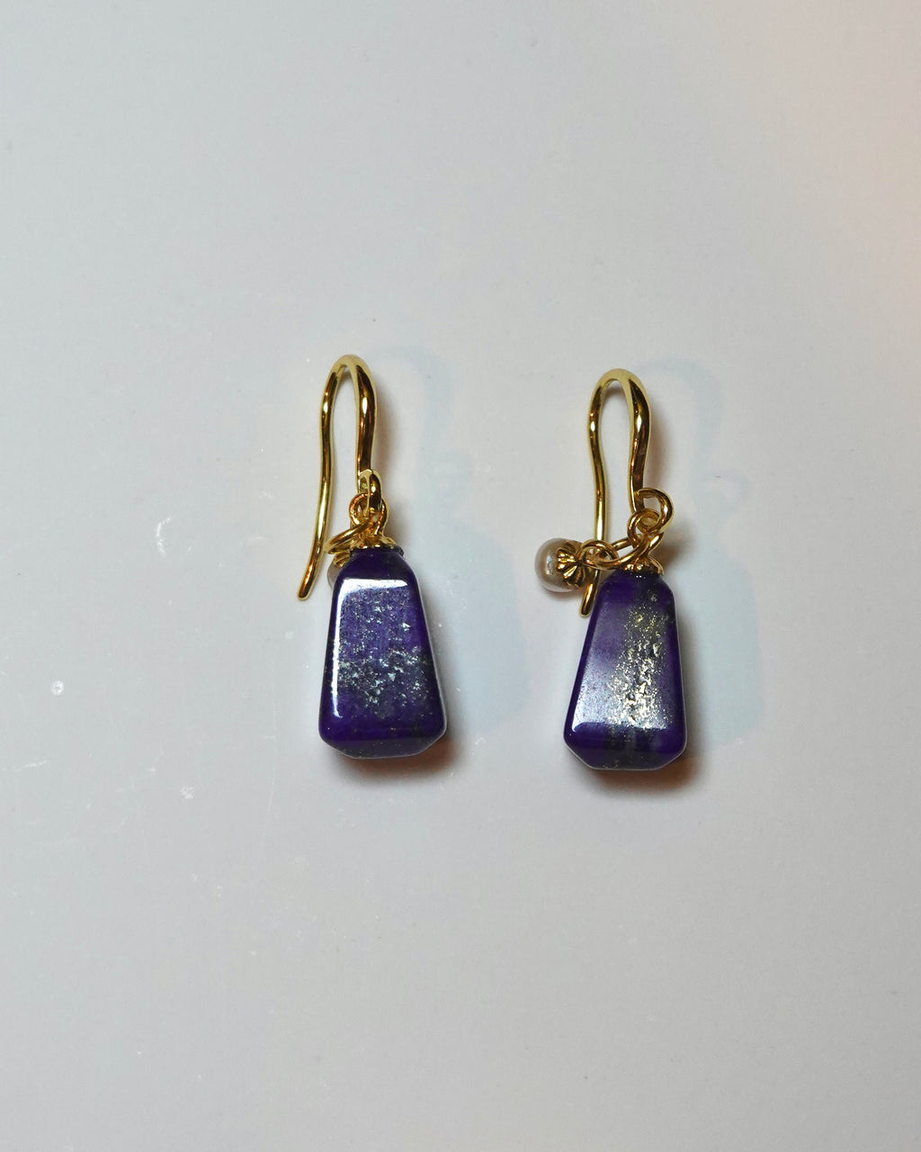 Natural Lapis Pearl Earrings