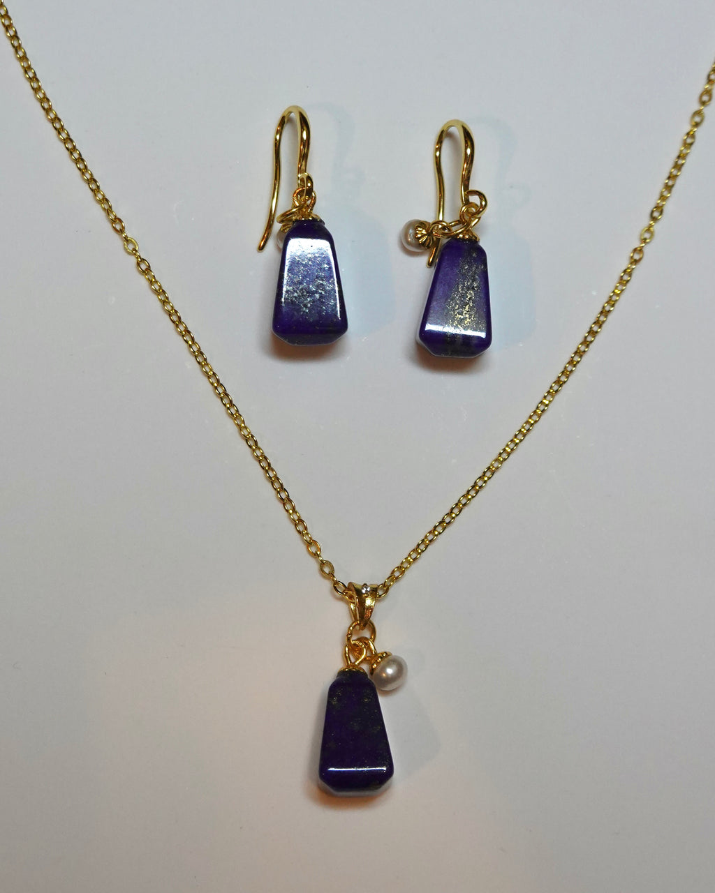 Natural Lapis Pearl Necklace