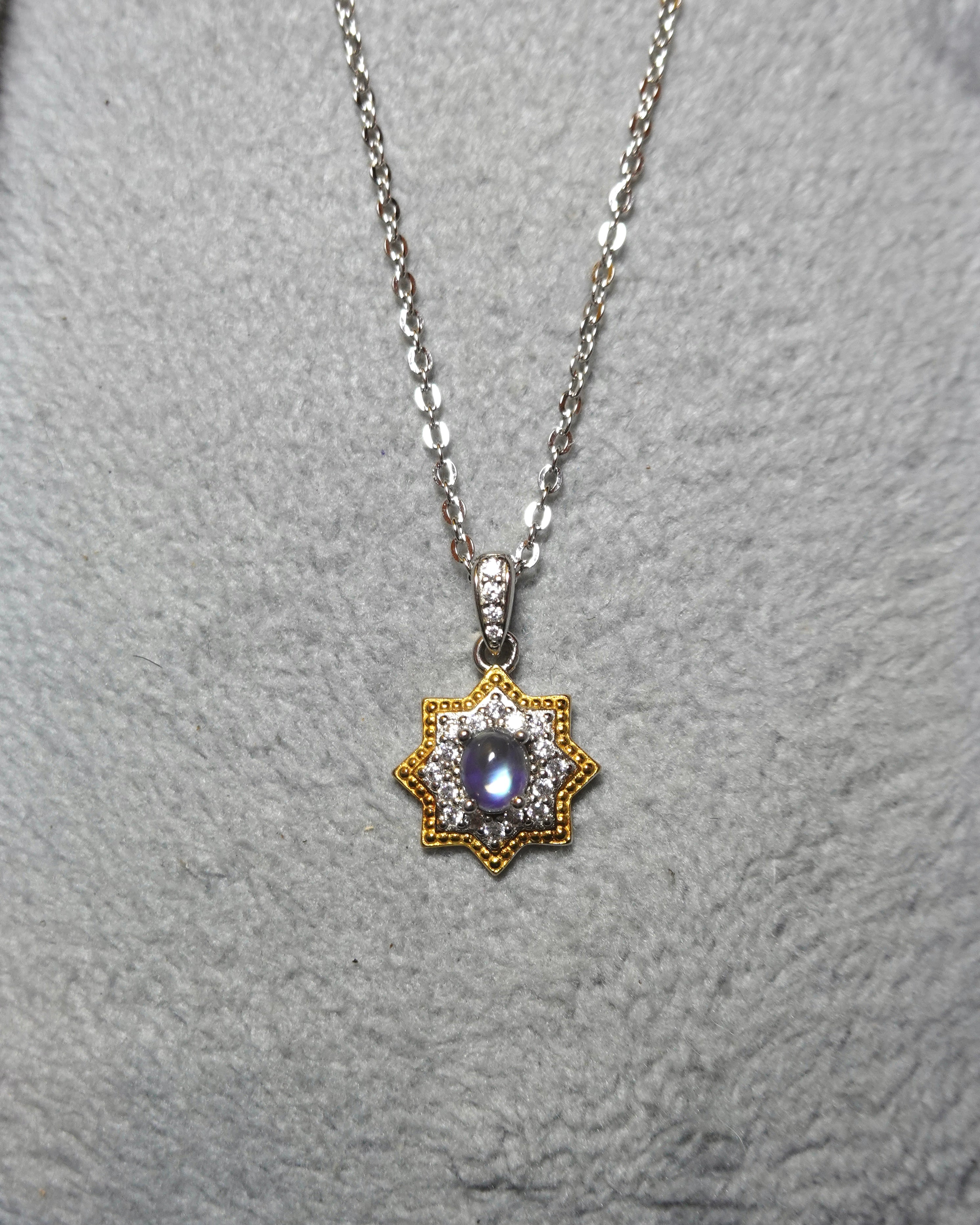 Moonstone Starburst Pendant Necklace