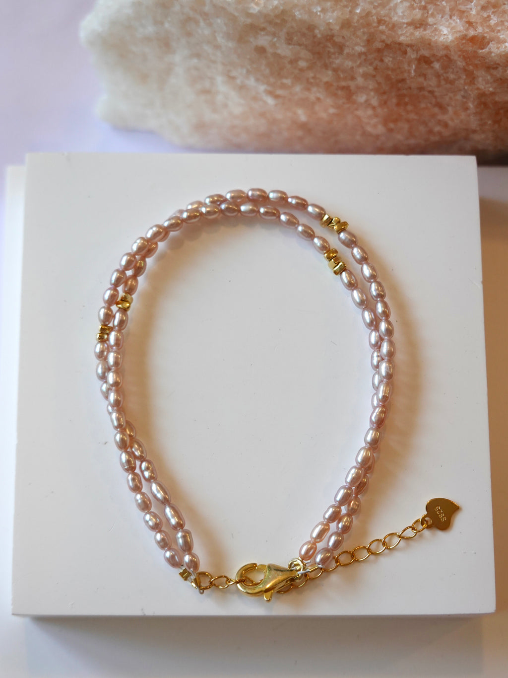 Lavender Rice Pearl Double-Wrap Bracelet