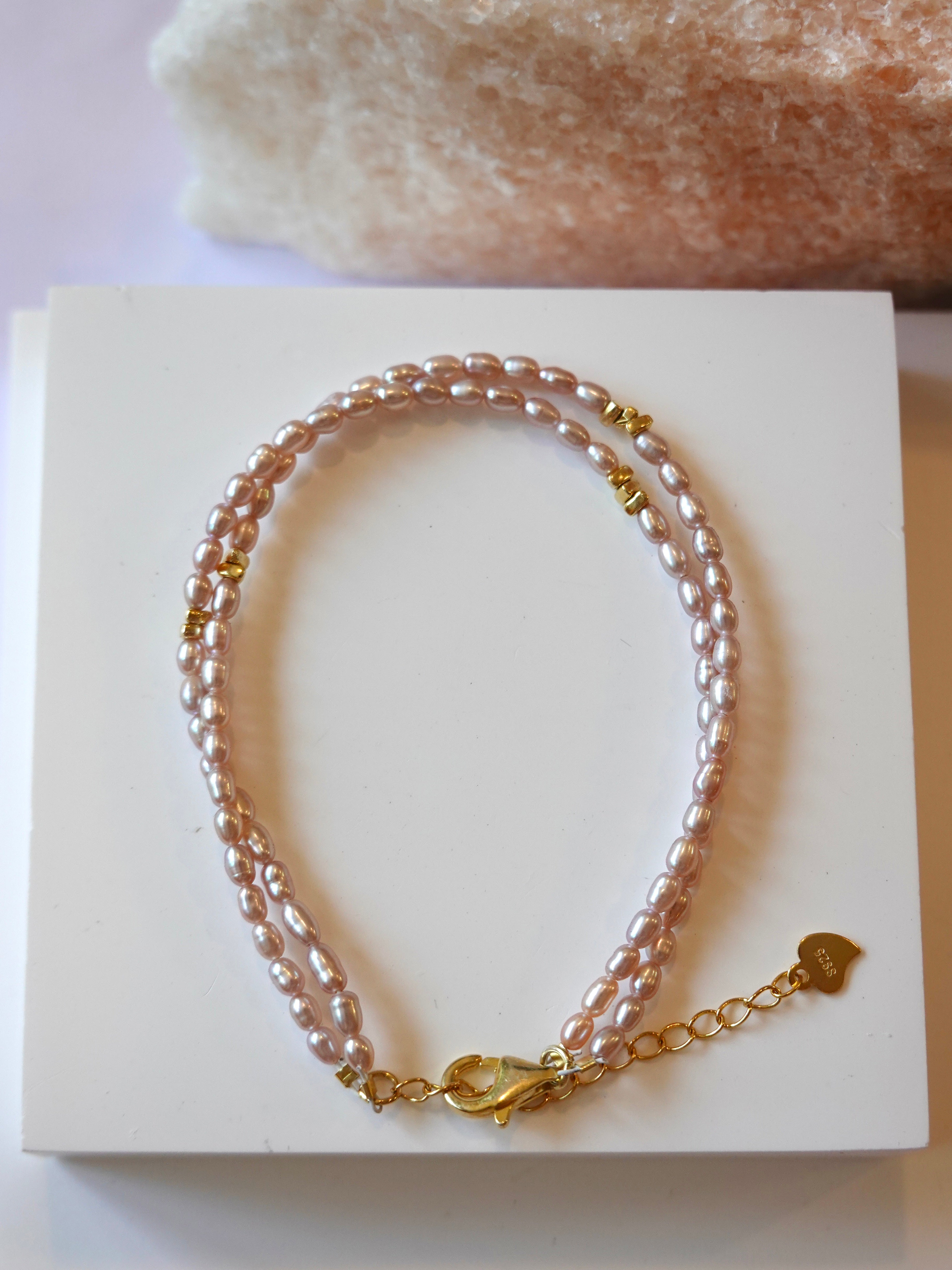 Lavender Rice Pearl Double-Wrap Bracelet