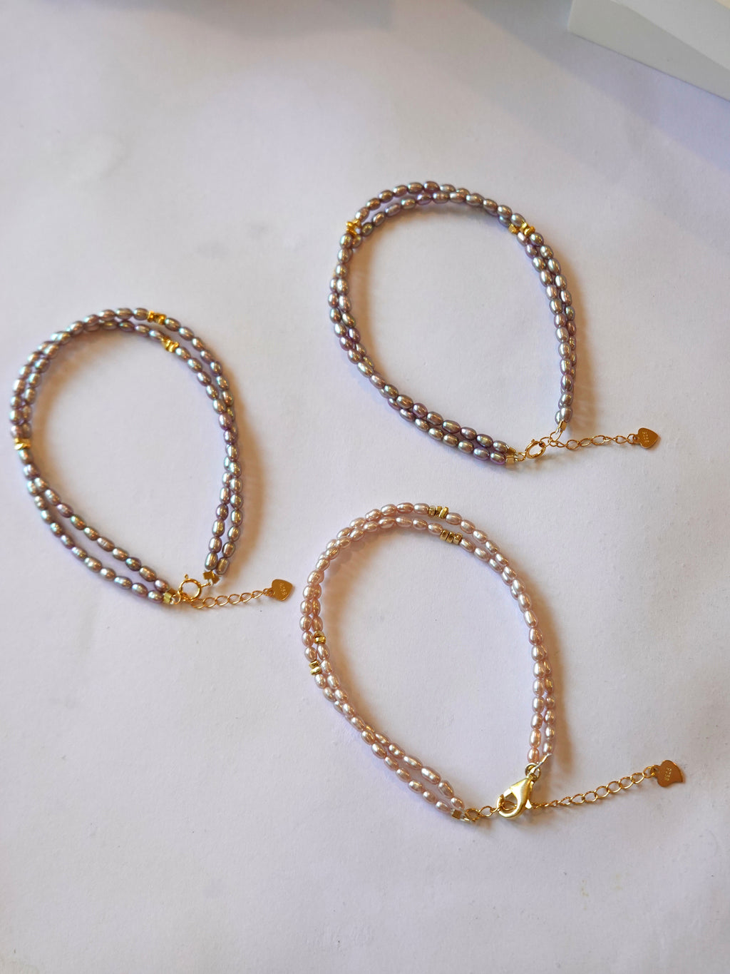 Lavender Rice Pearl Double-Wrap Bracelet