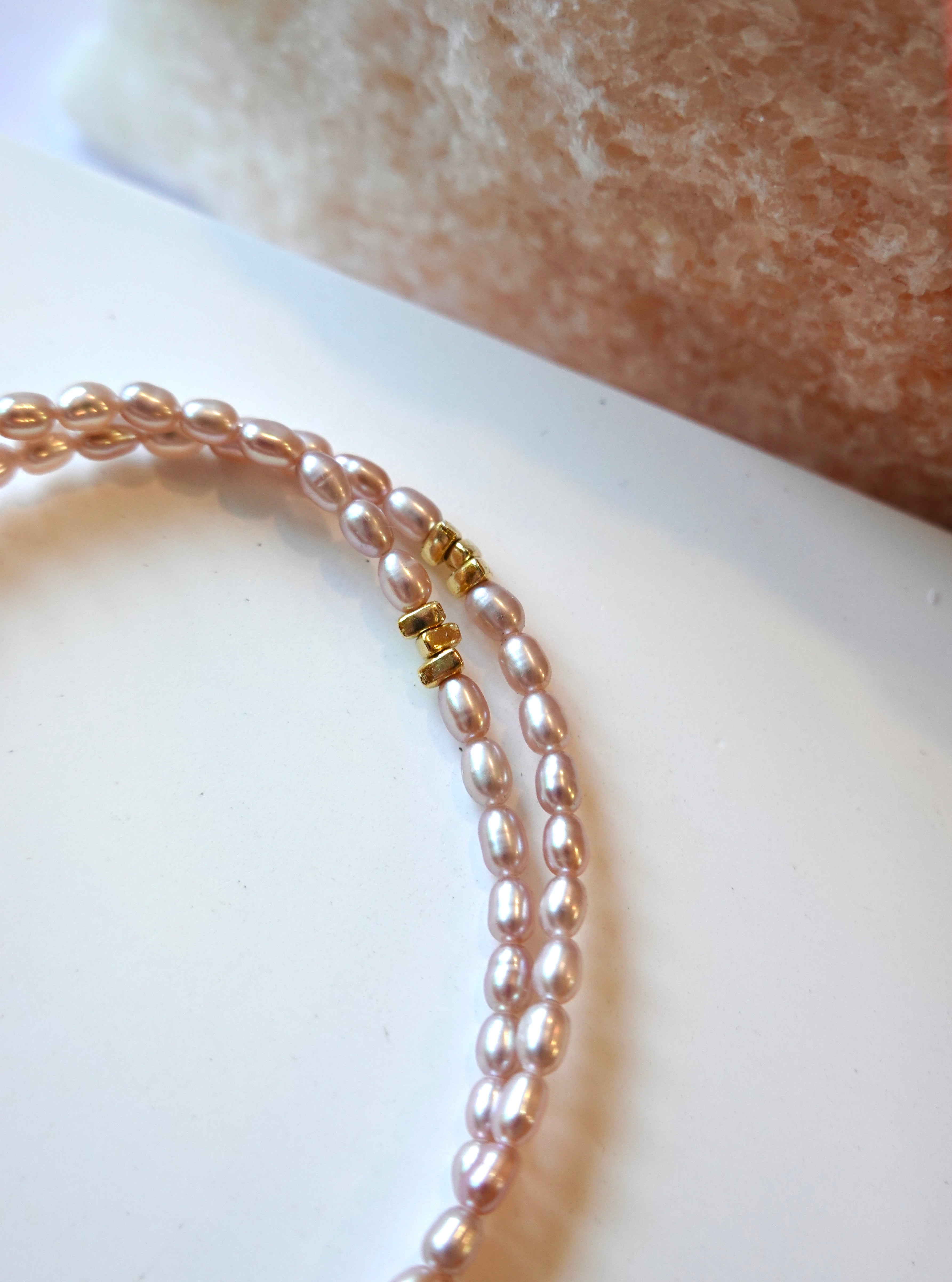Lavender Rice Pearl Double-Wrap Bracelet