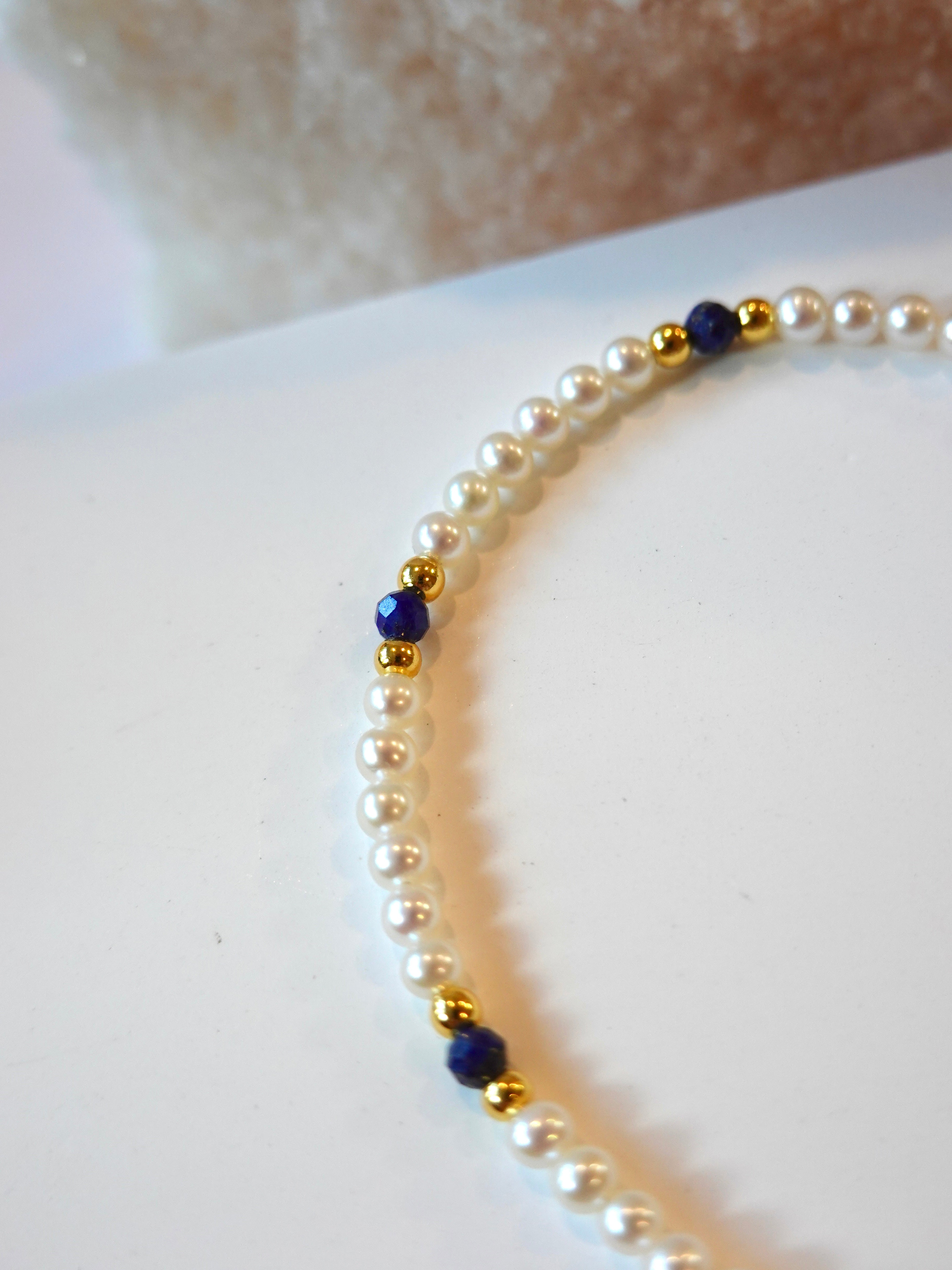 Classic Pearl with Lapis Bracelet