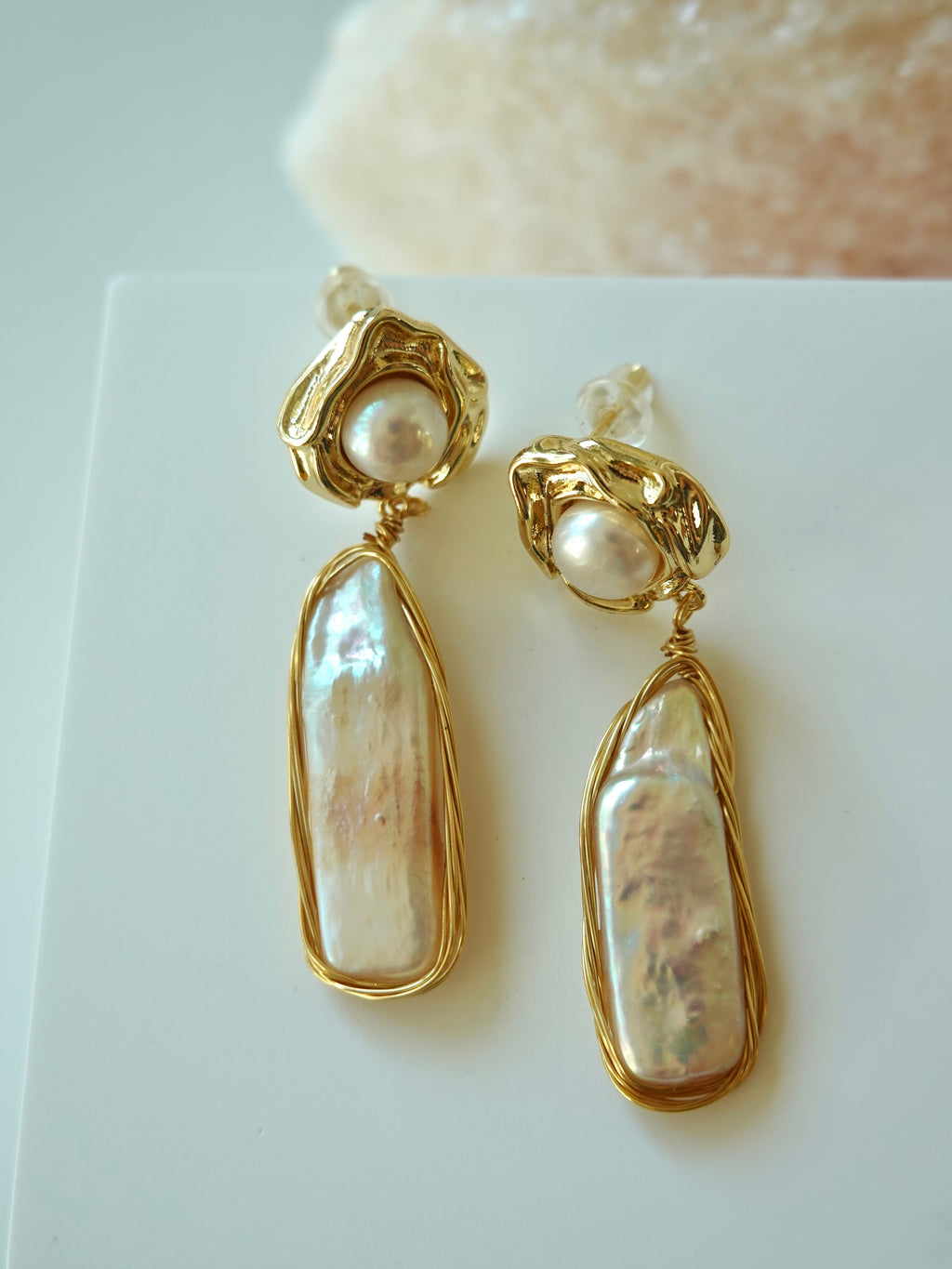Linear Baroque Drop Earrings