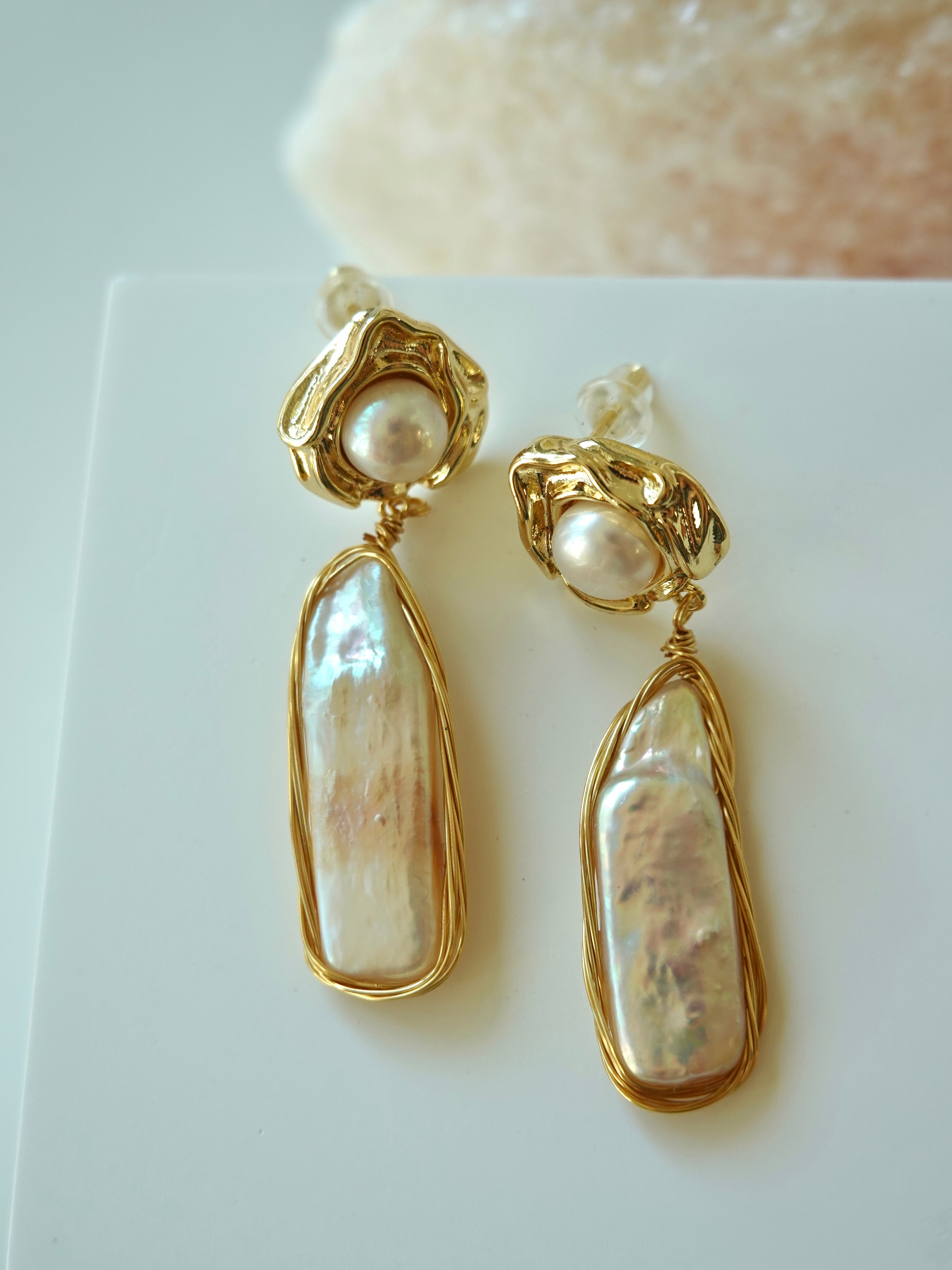 Linear Baroque Drop Earrings