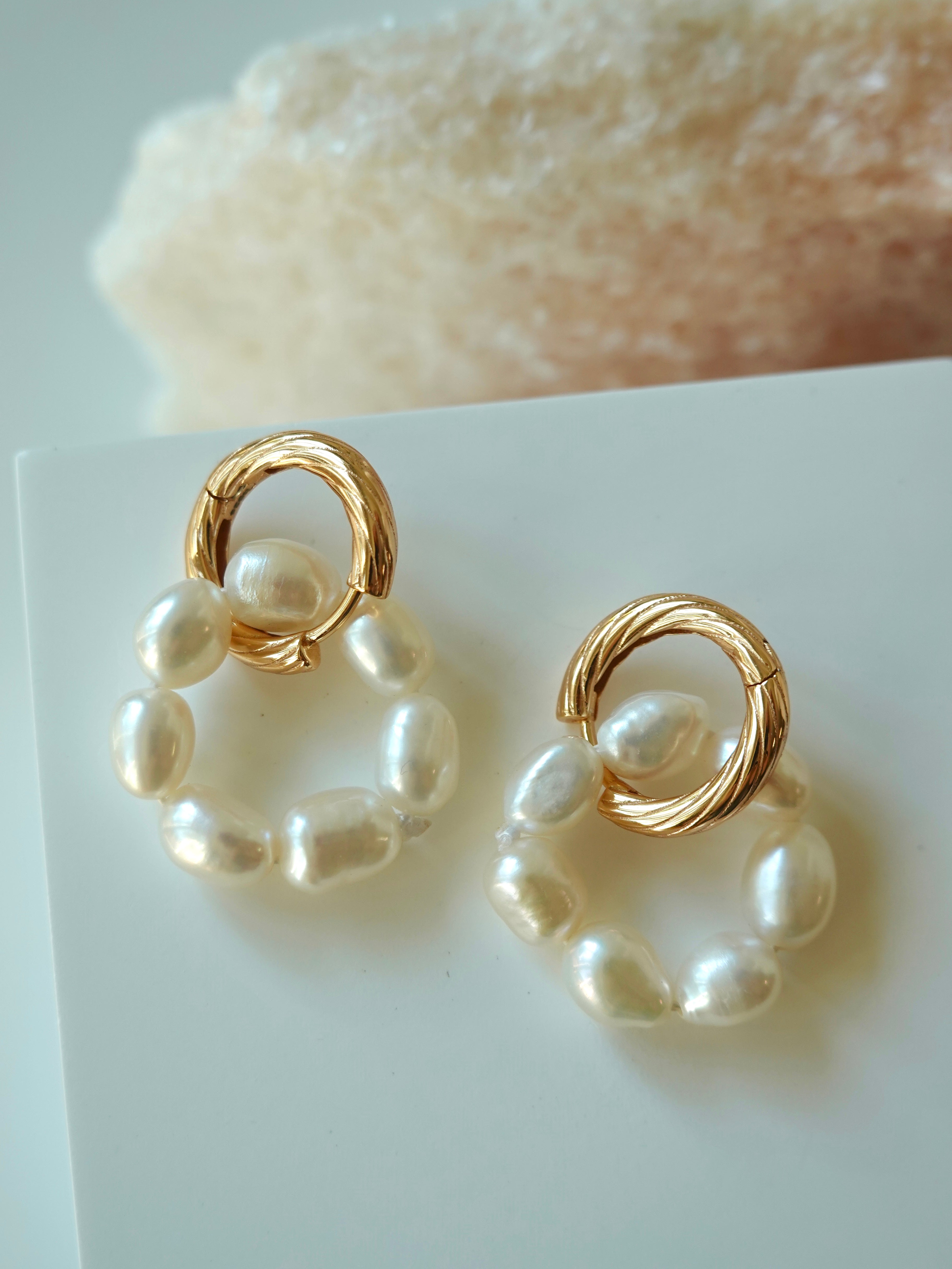Mini Pearl Hoop Earrings