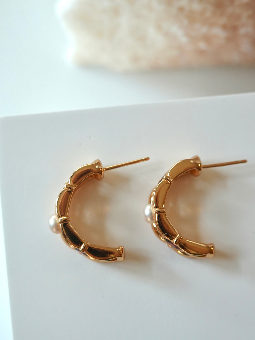 Lattice Pearl Hoop Earrings
