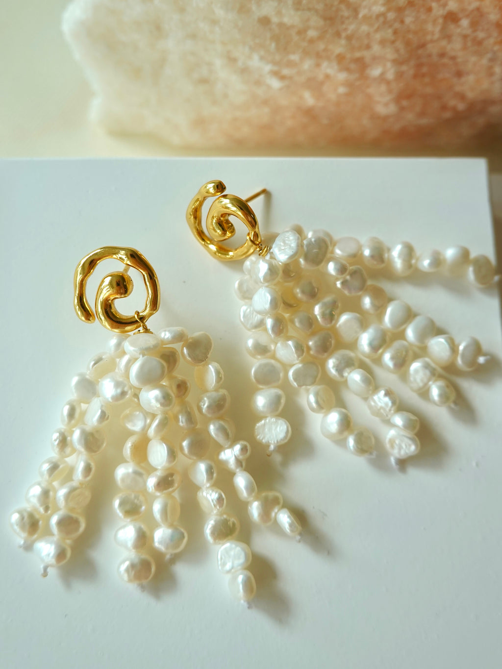 Rice Pearl Tassel Earrings