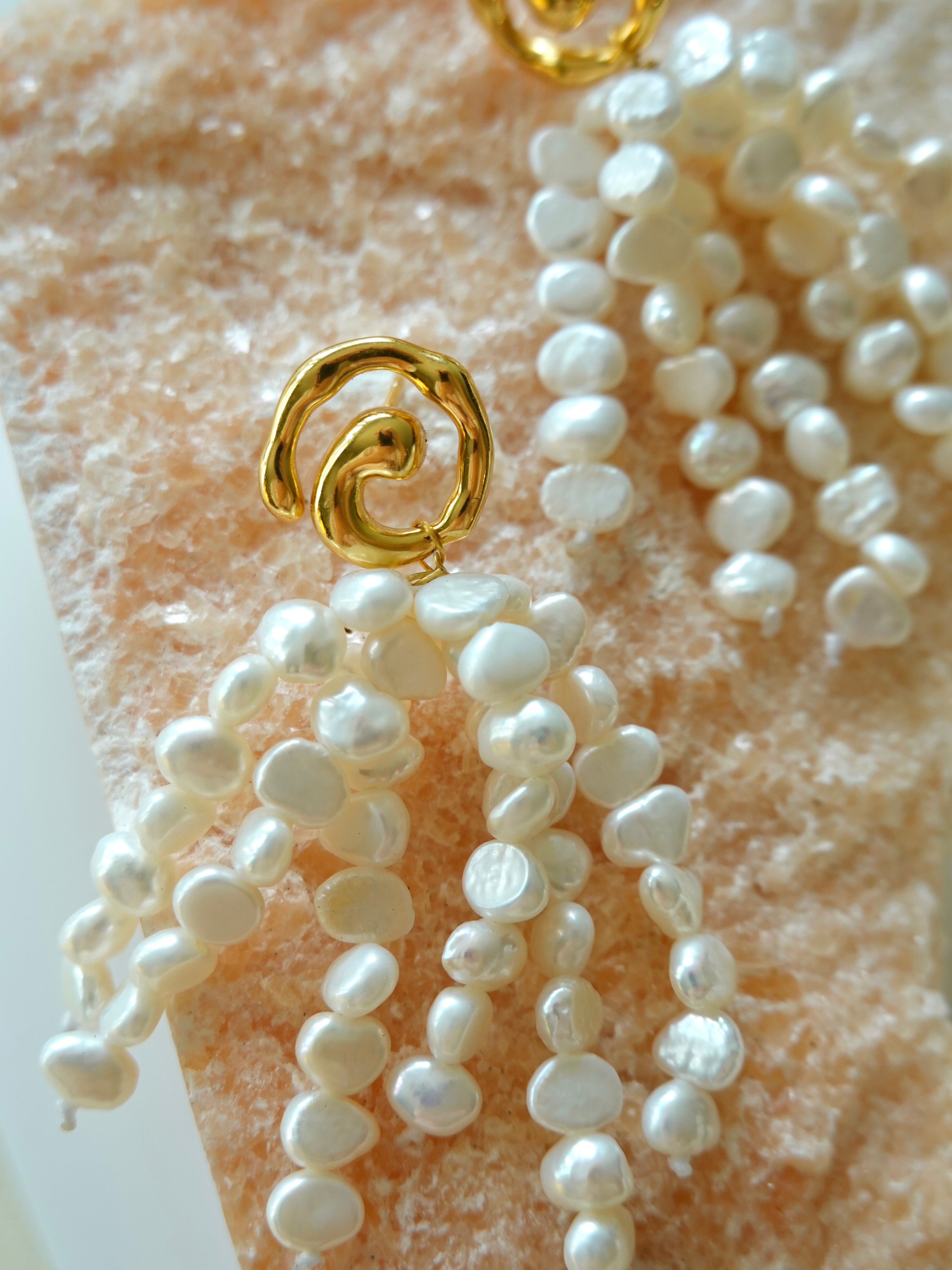 Rice Pearl Tassel Earrings