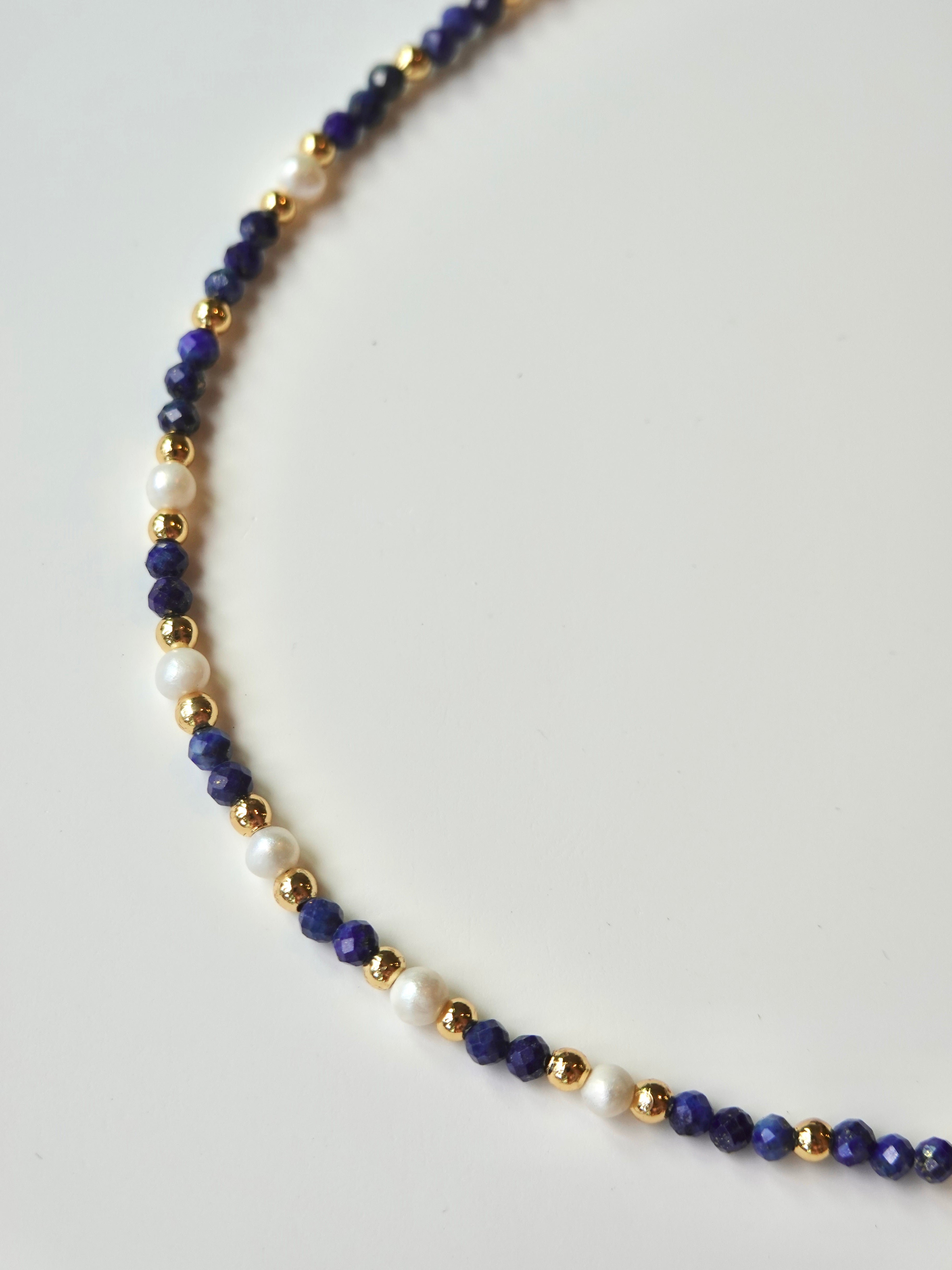 Faceted Lapis & Pearl Necklace