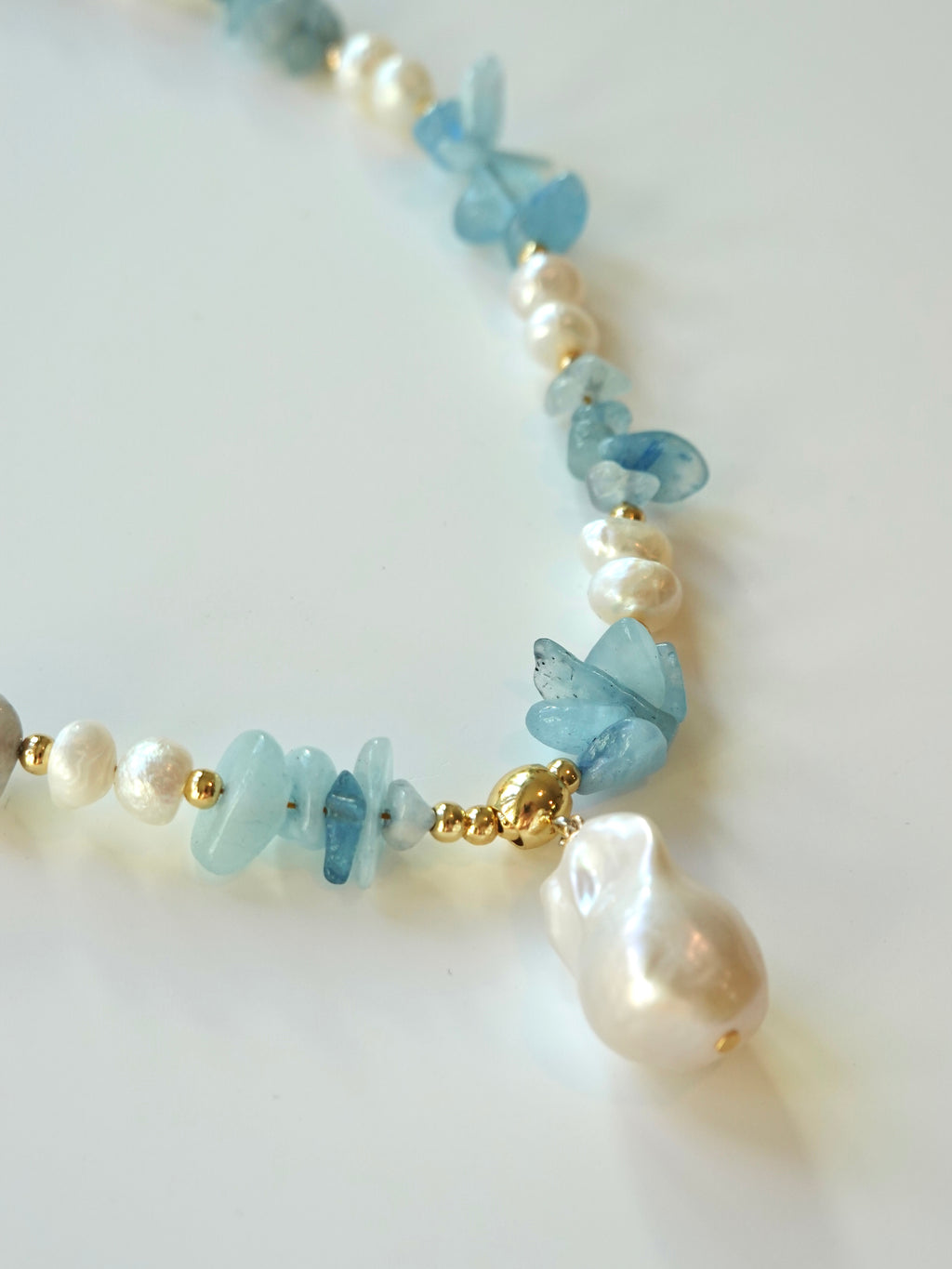 Aquamarine × Baroque Pearl Necklace