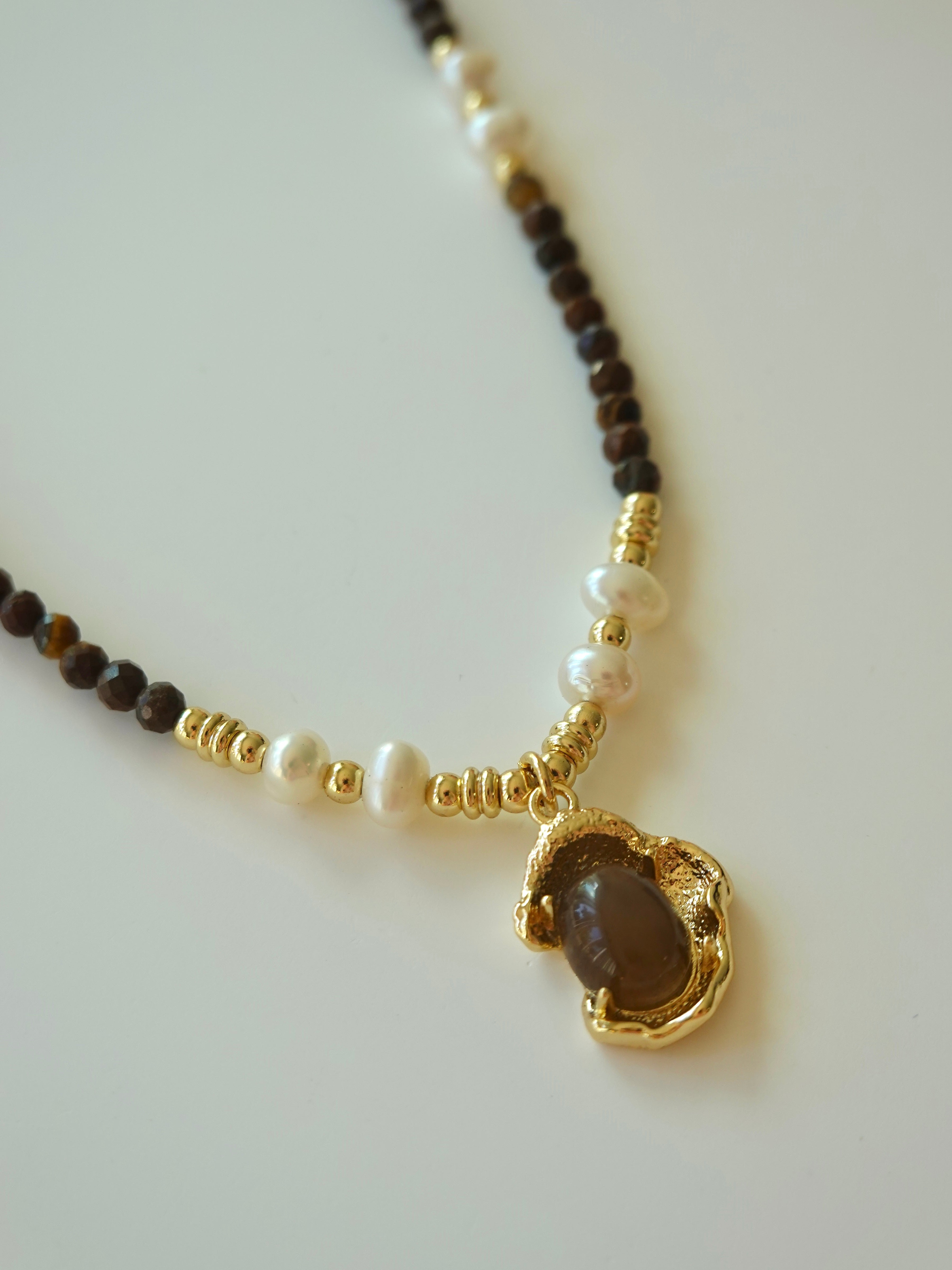 Faceted Tiger Eye Pendant Necklace