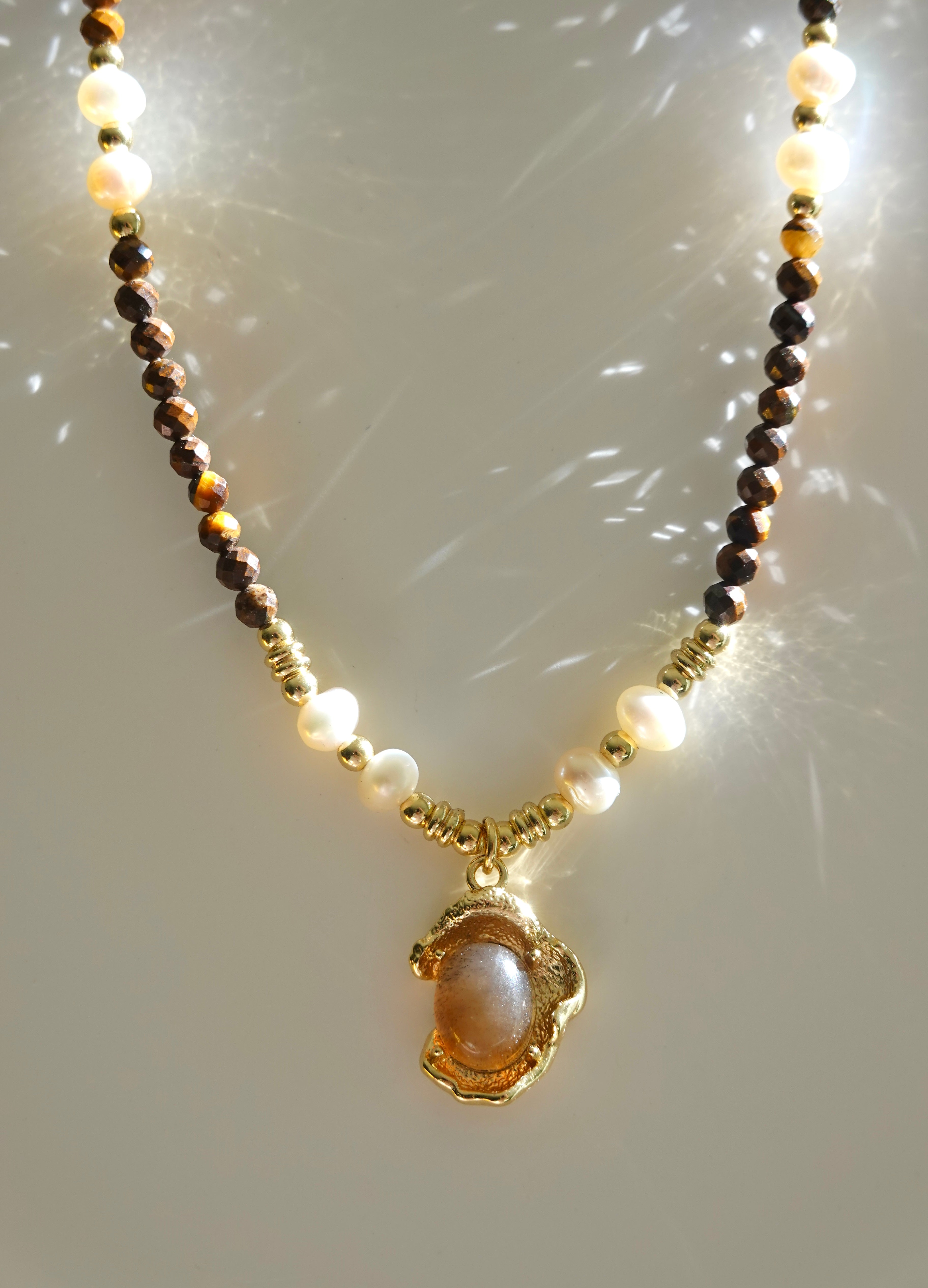 Faceted Tiger Eye Pendant Necklace