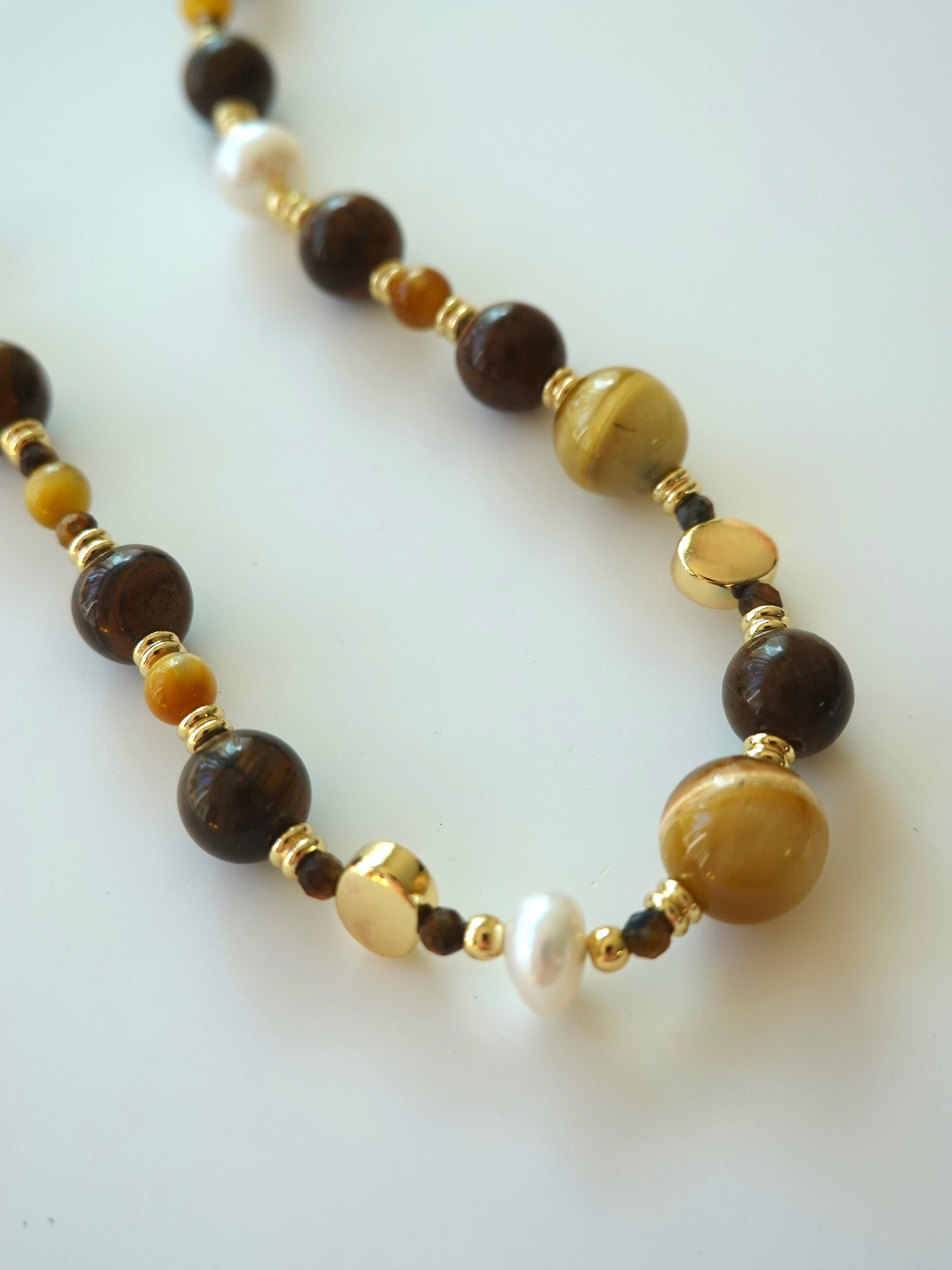 Tiger Eye Pearl Strand Necklace