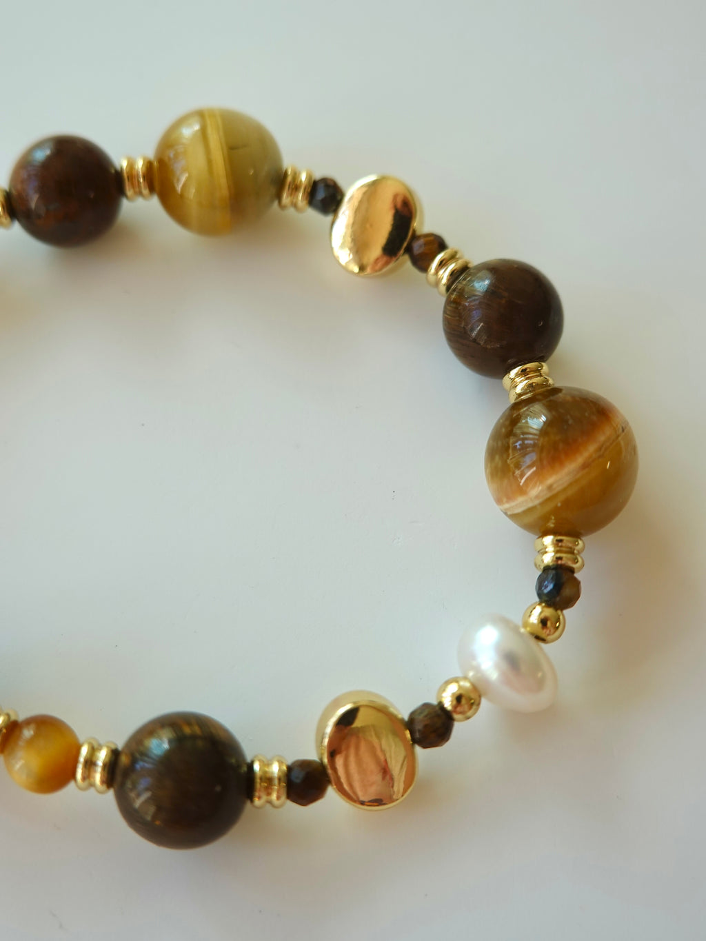 Tiger Eye Pearl Strand Necklace