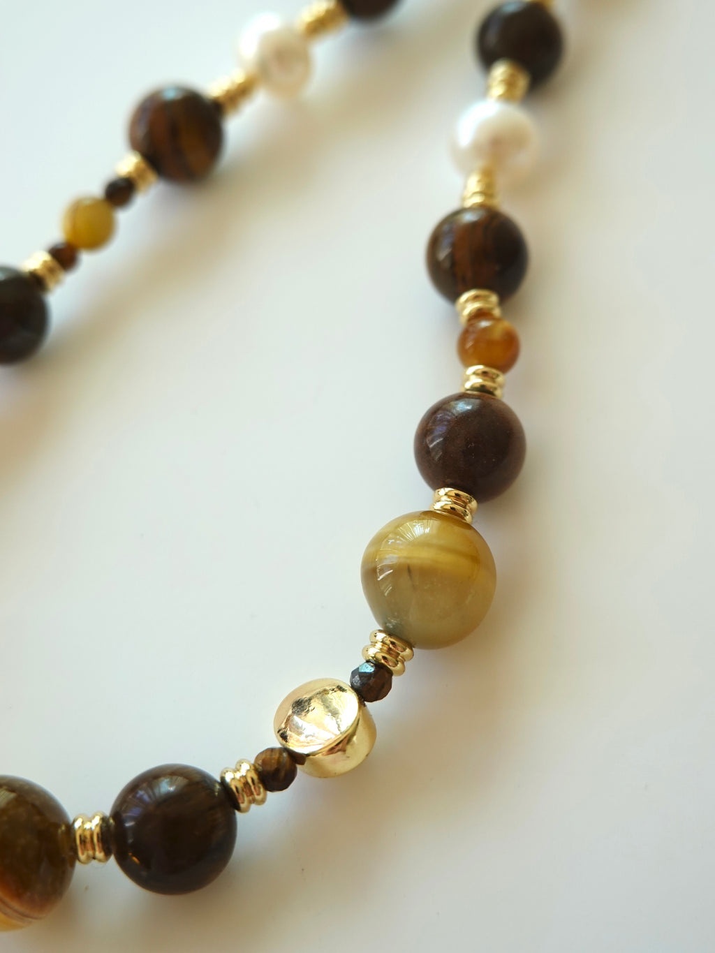 Tiger Eye Pearl Strand Necklace