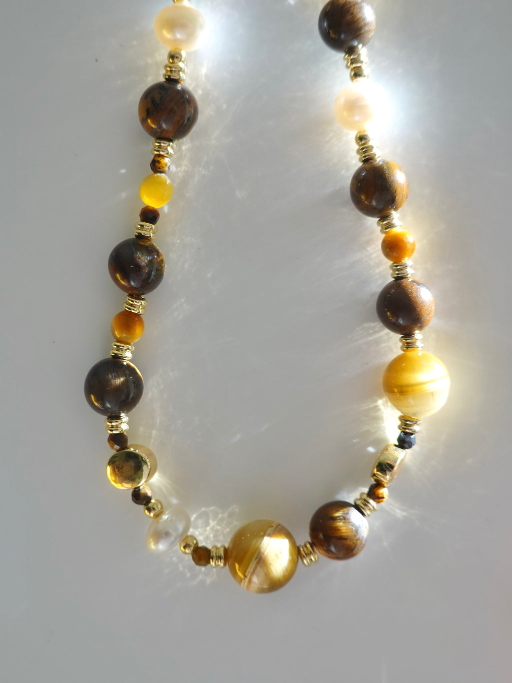 Tiger Eye Pearl Strand Necklace