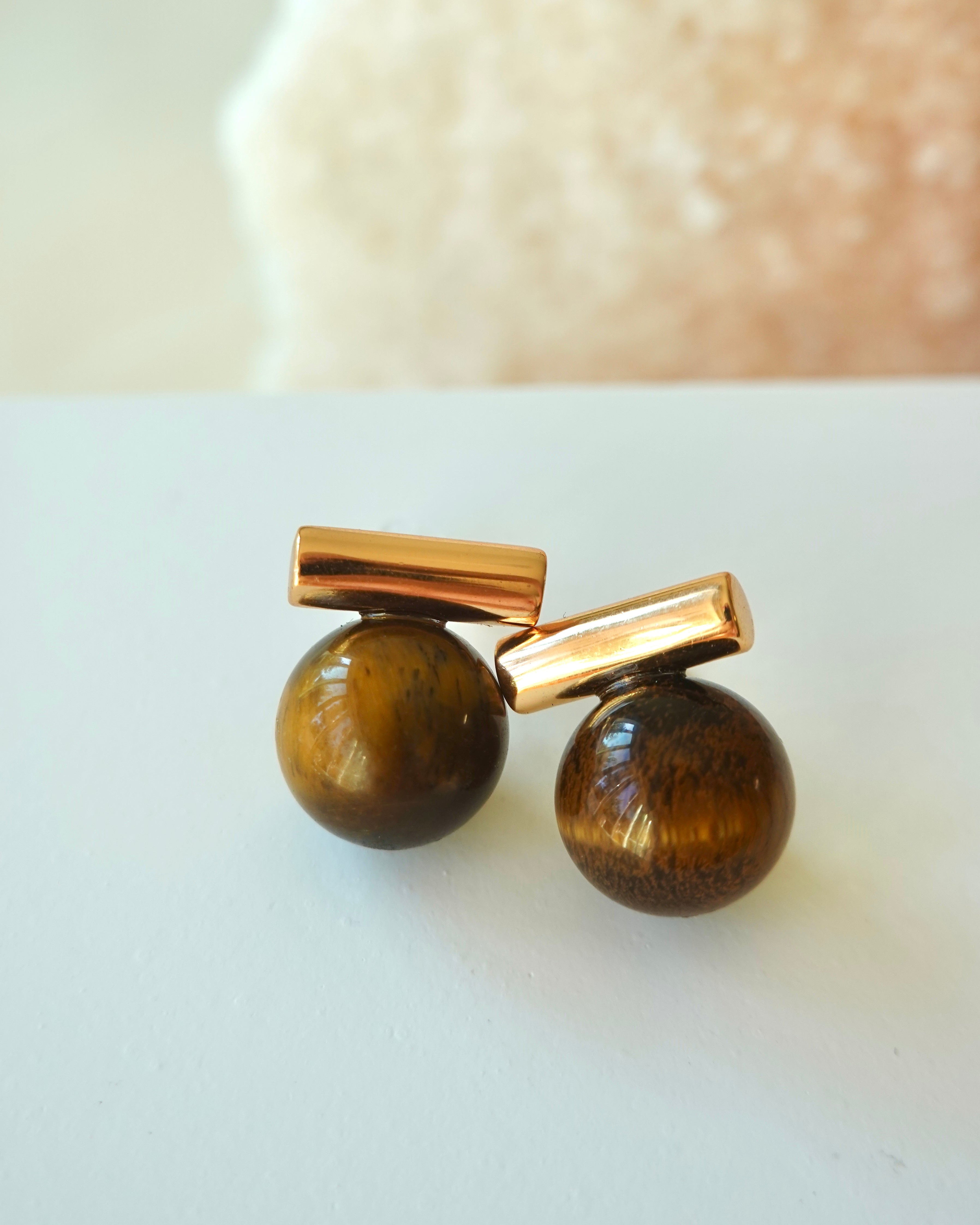 Bar Tiger Eye Earrings