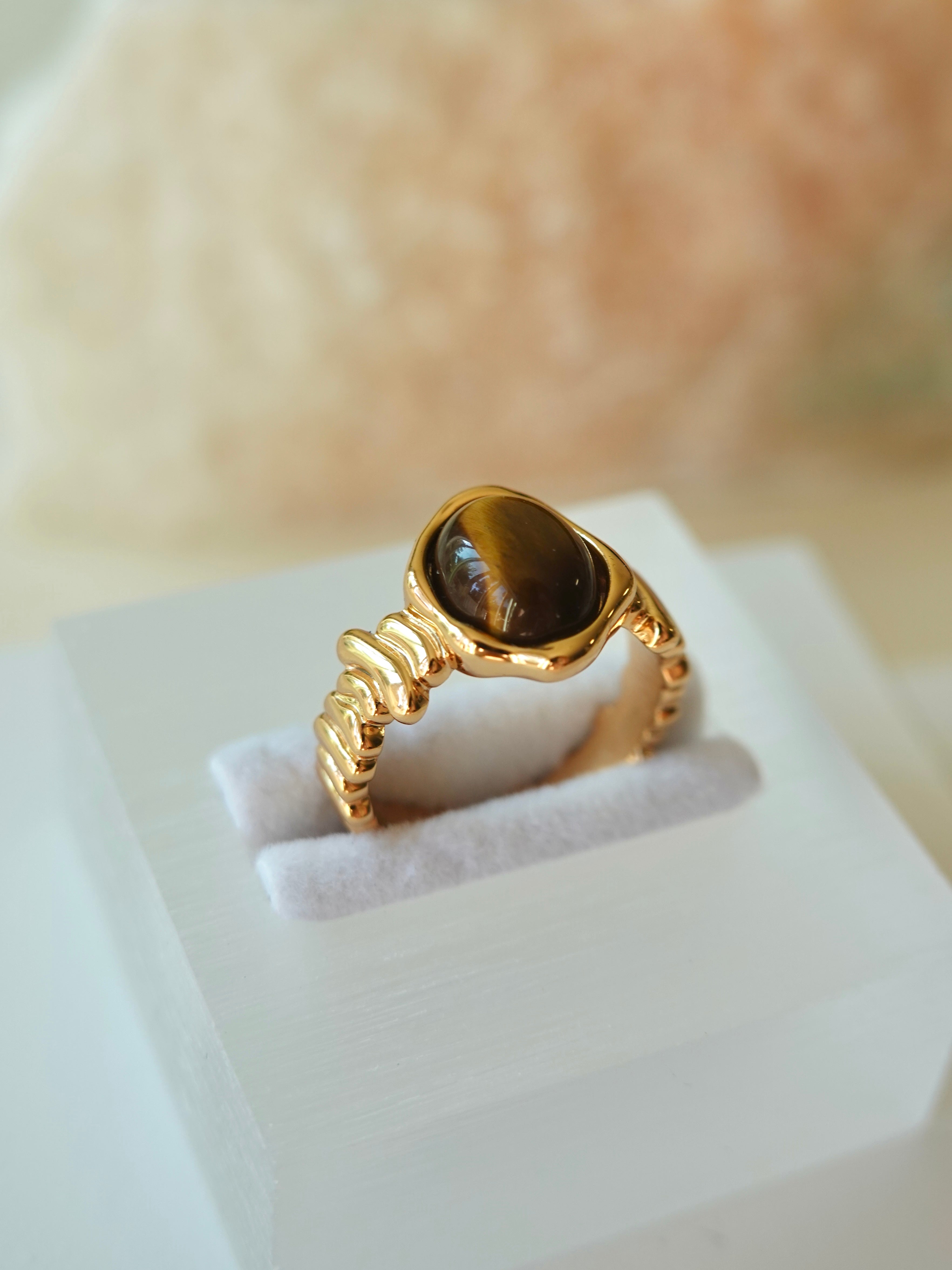 Ripple Band Tiger’s Eye Ring