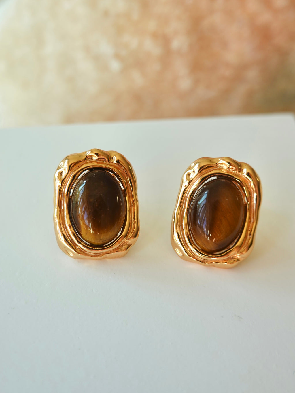 Molten Frame Tiger Eye Earrings