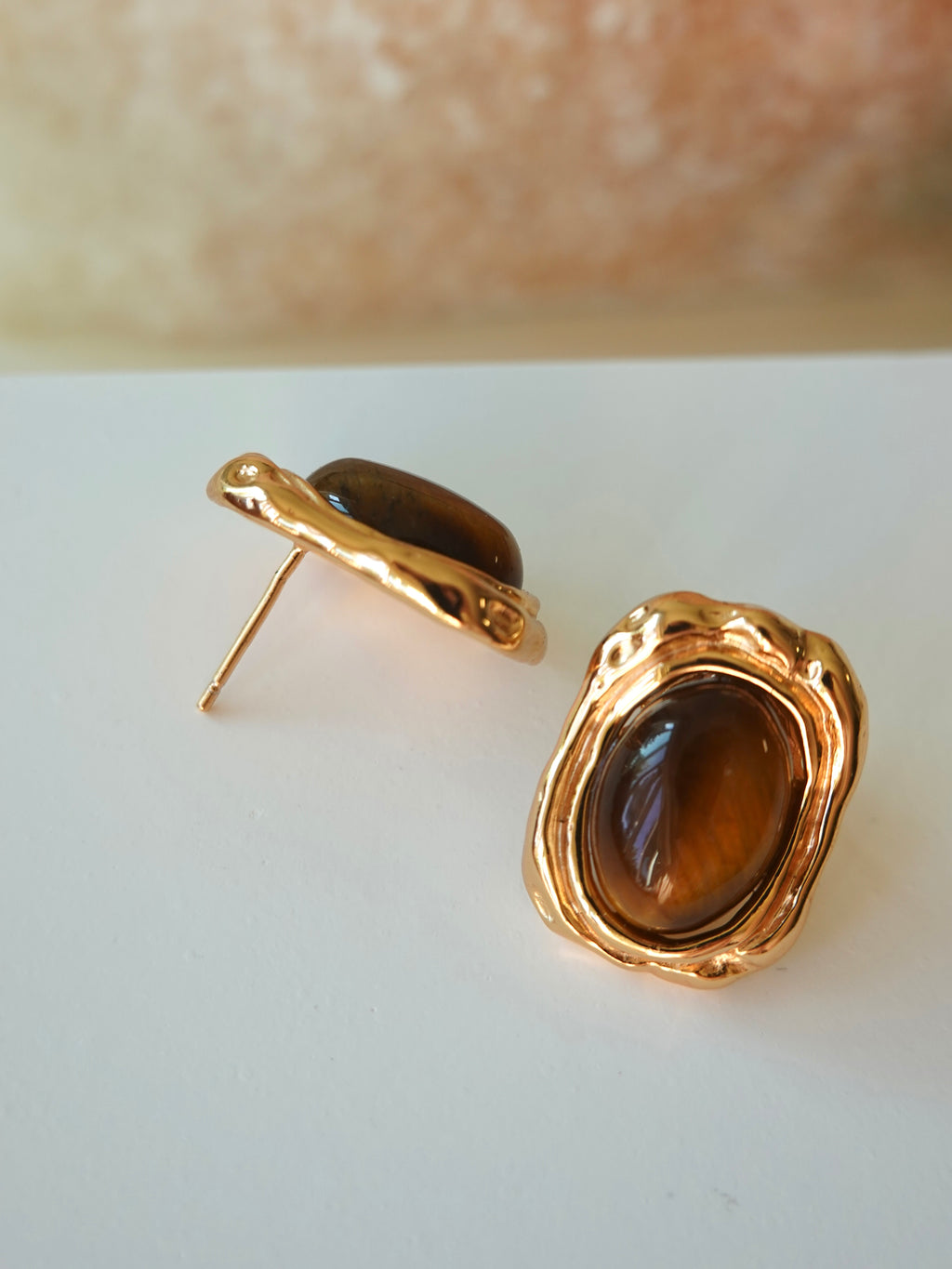 Molten Frame Tiger Eye Earrings