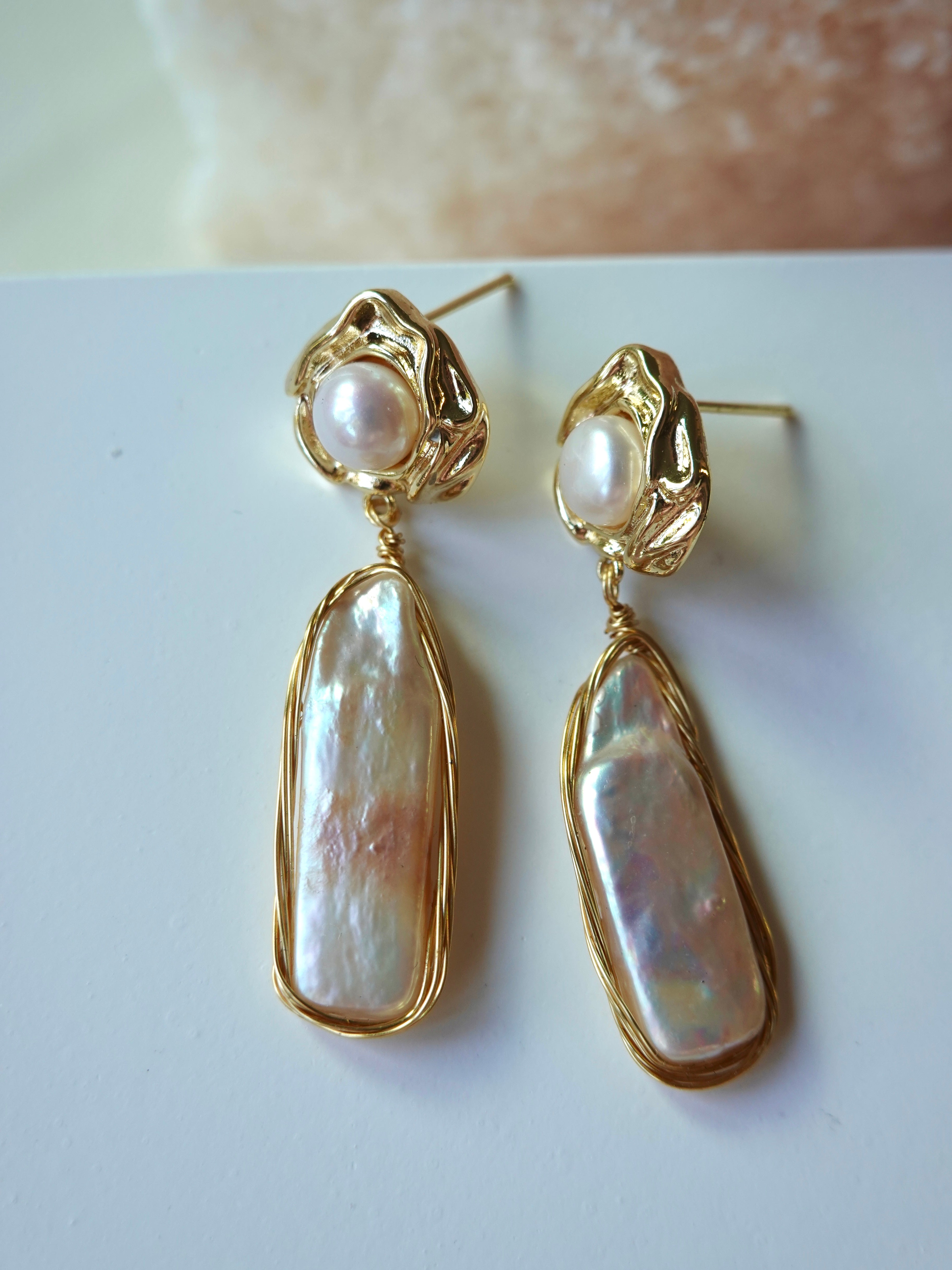 Linear Baroque Drop Earrings