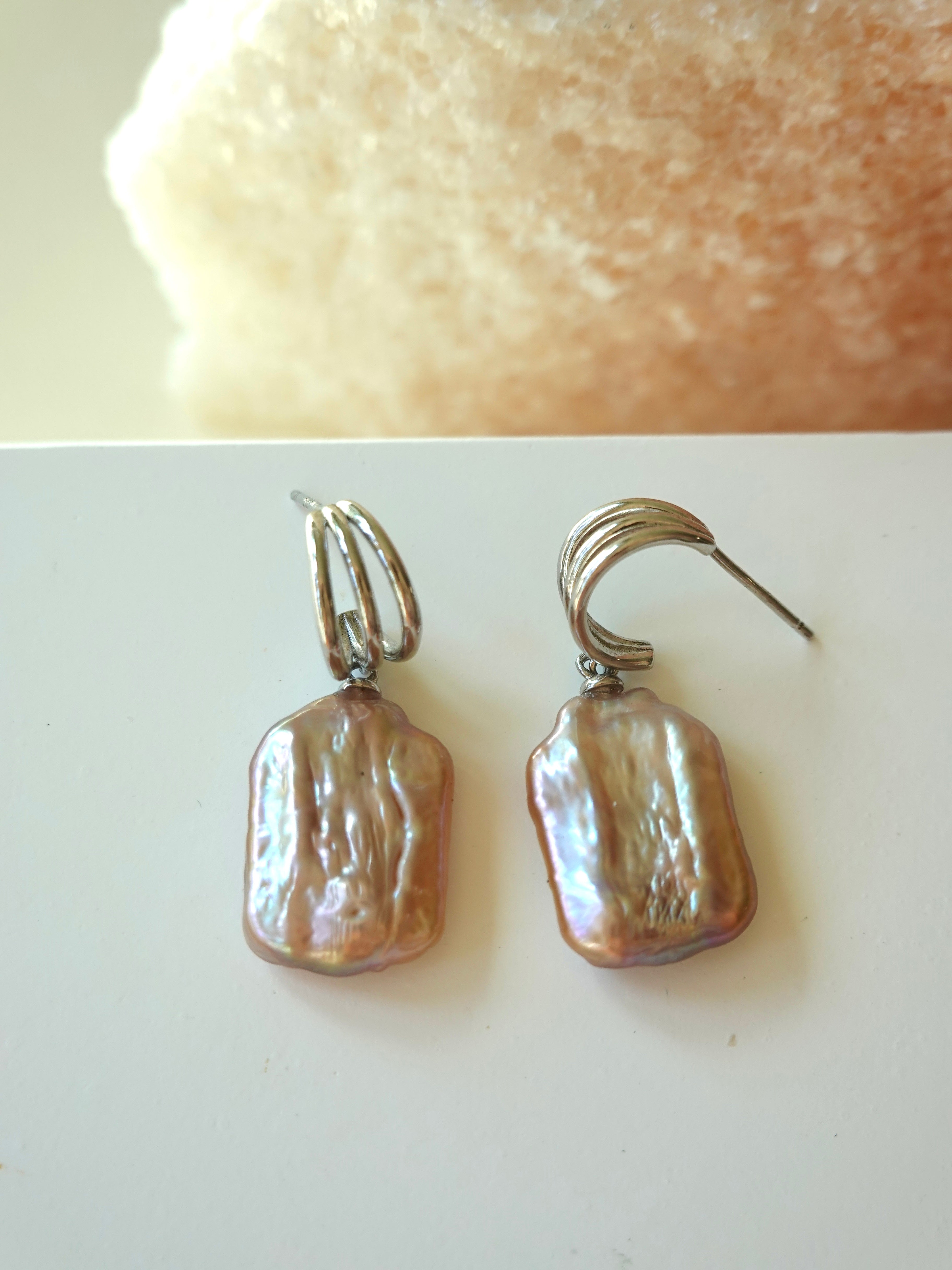 Lavender Silver Flat Earrings