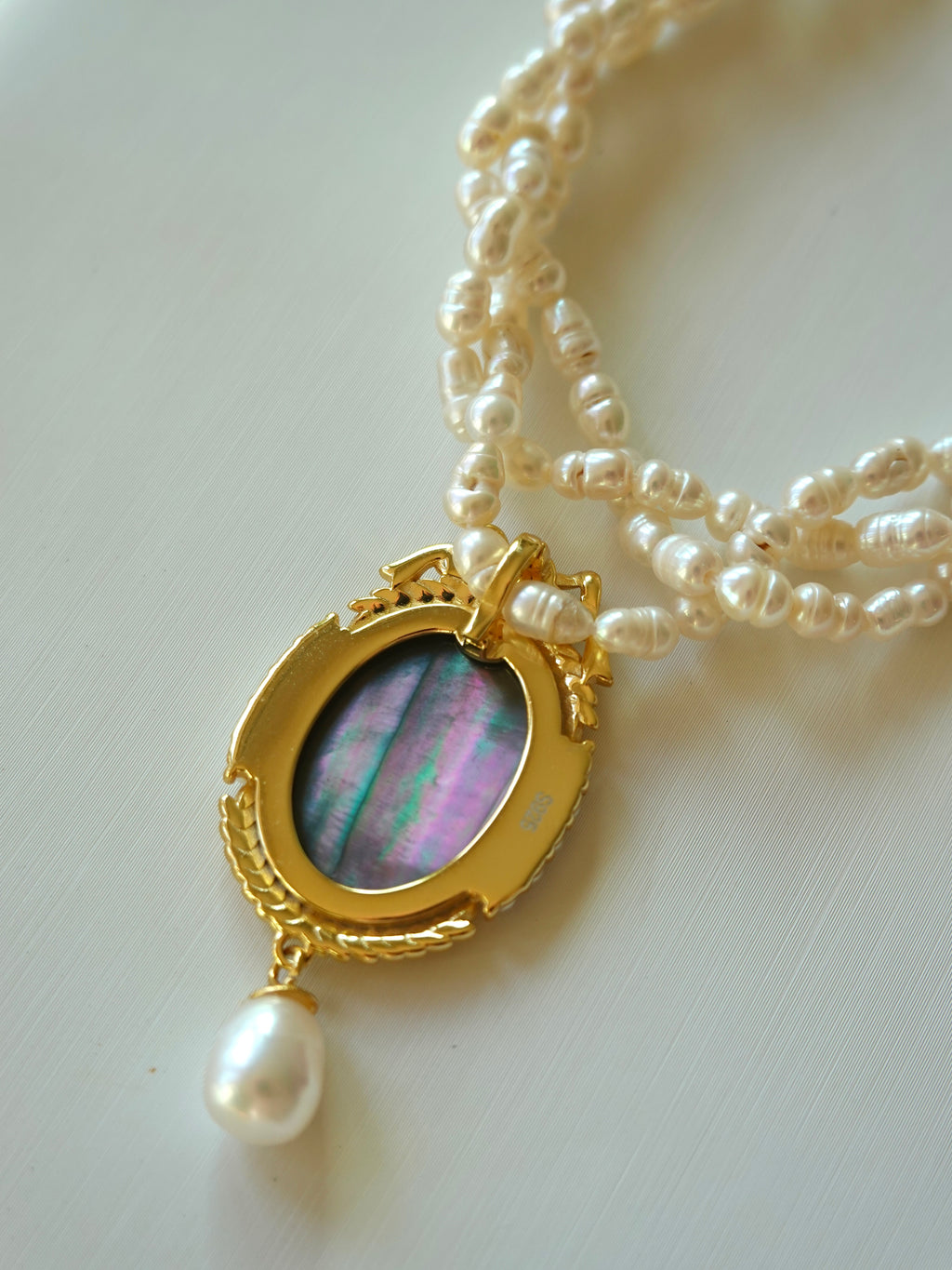 Icon Floral Cameo Pearl Necklace