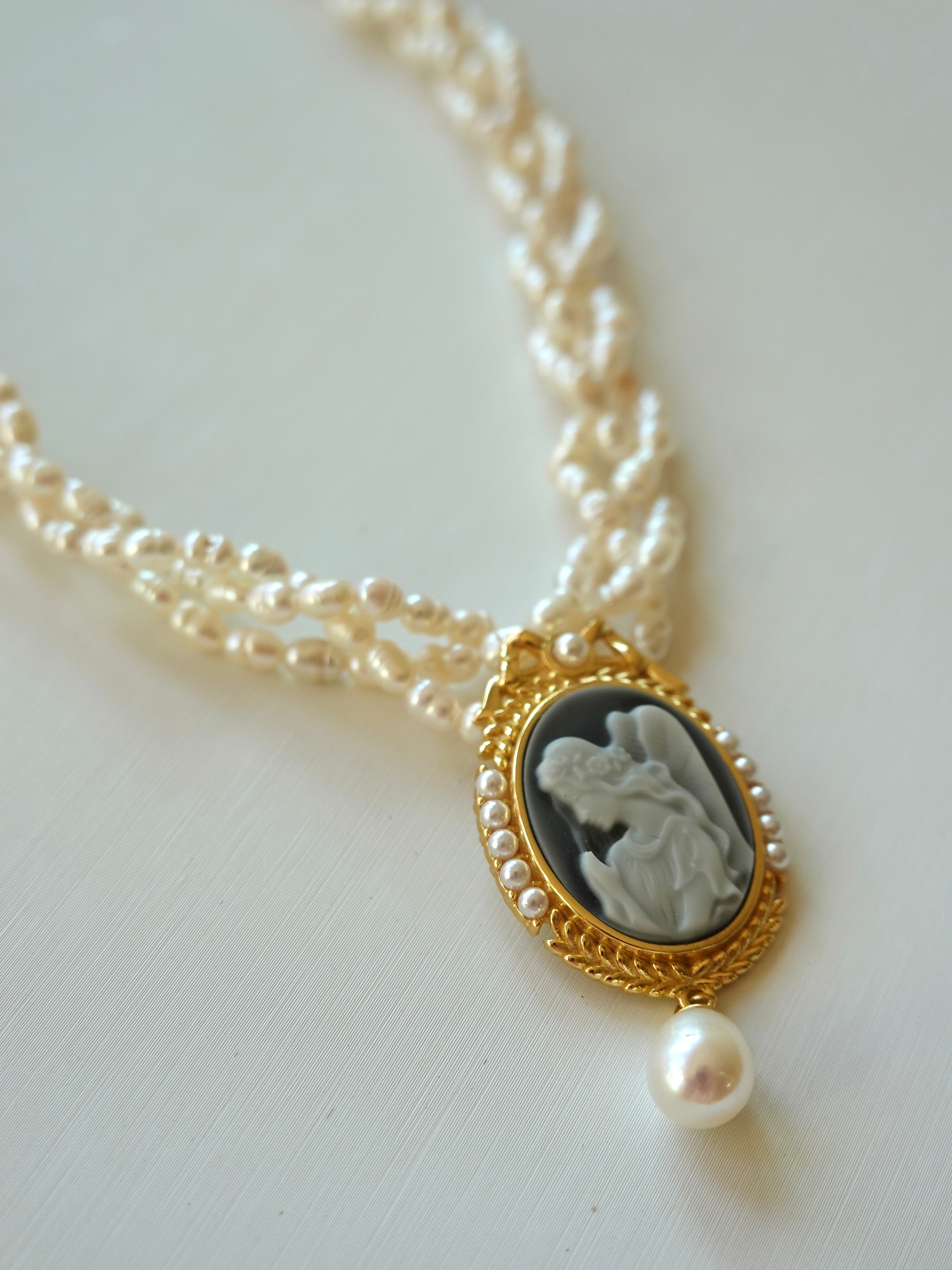 Icon Angel Cameo Pearl Necklace