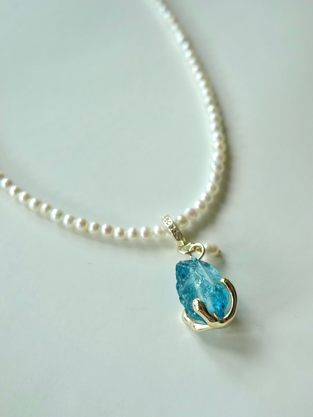 Icon Glacier Drop Aquamarine Pearl Necklace