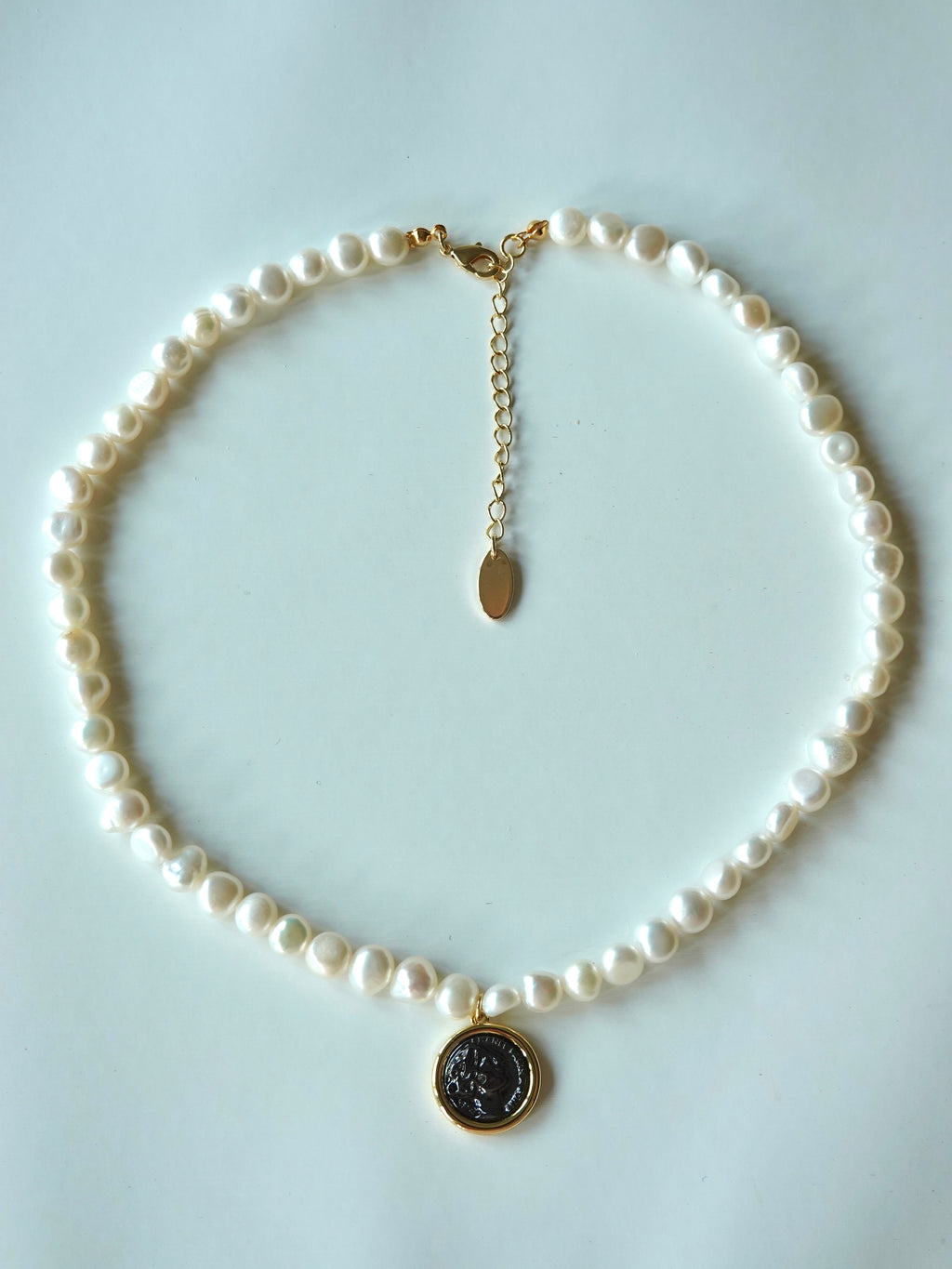 Portrait Medallion Pearl Necklace