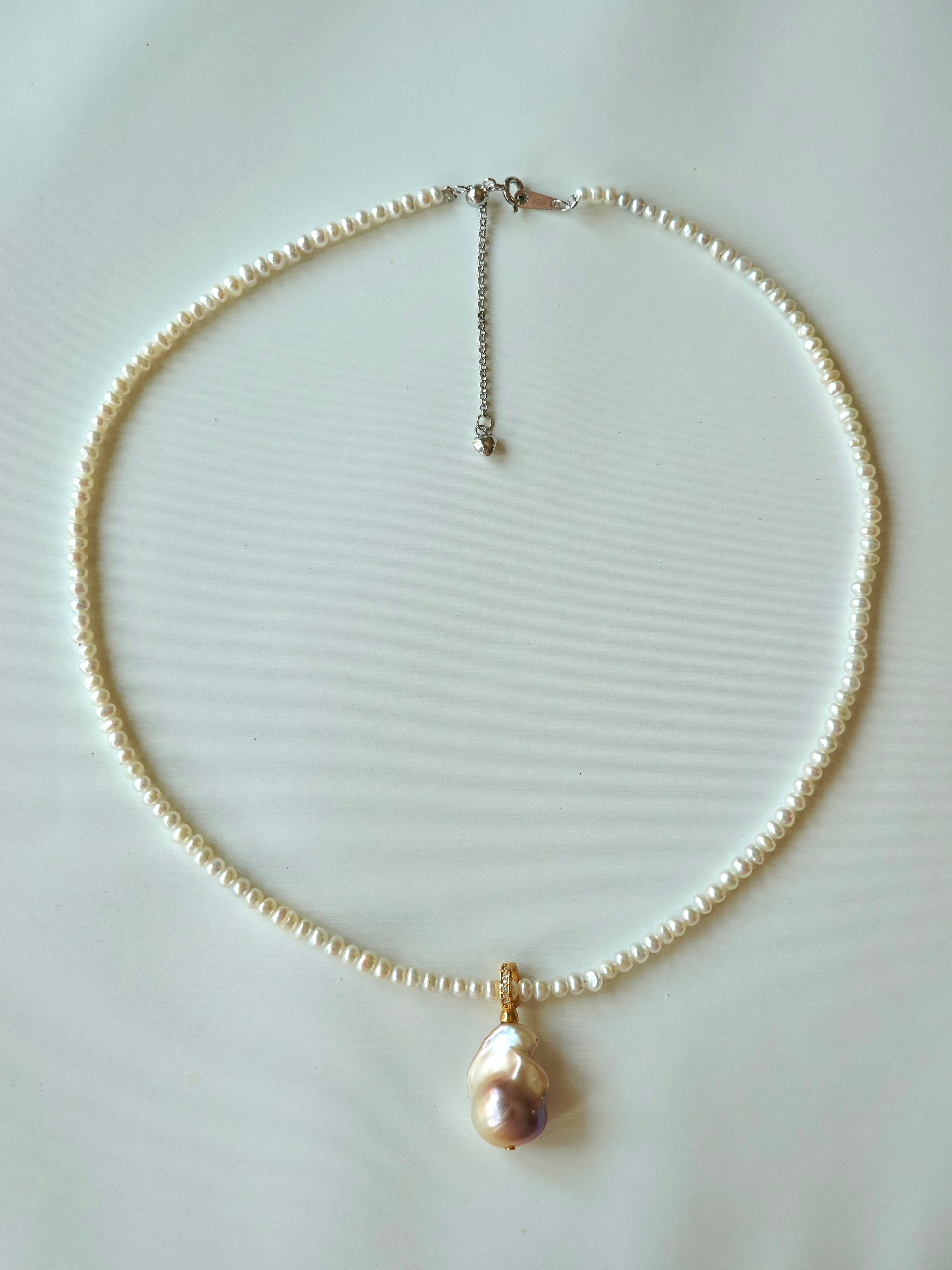 Lavender Drop Baroque Pearl Necklace